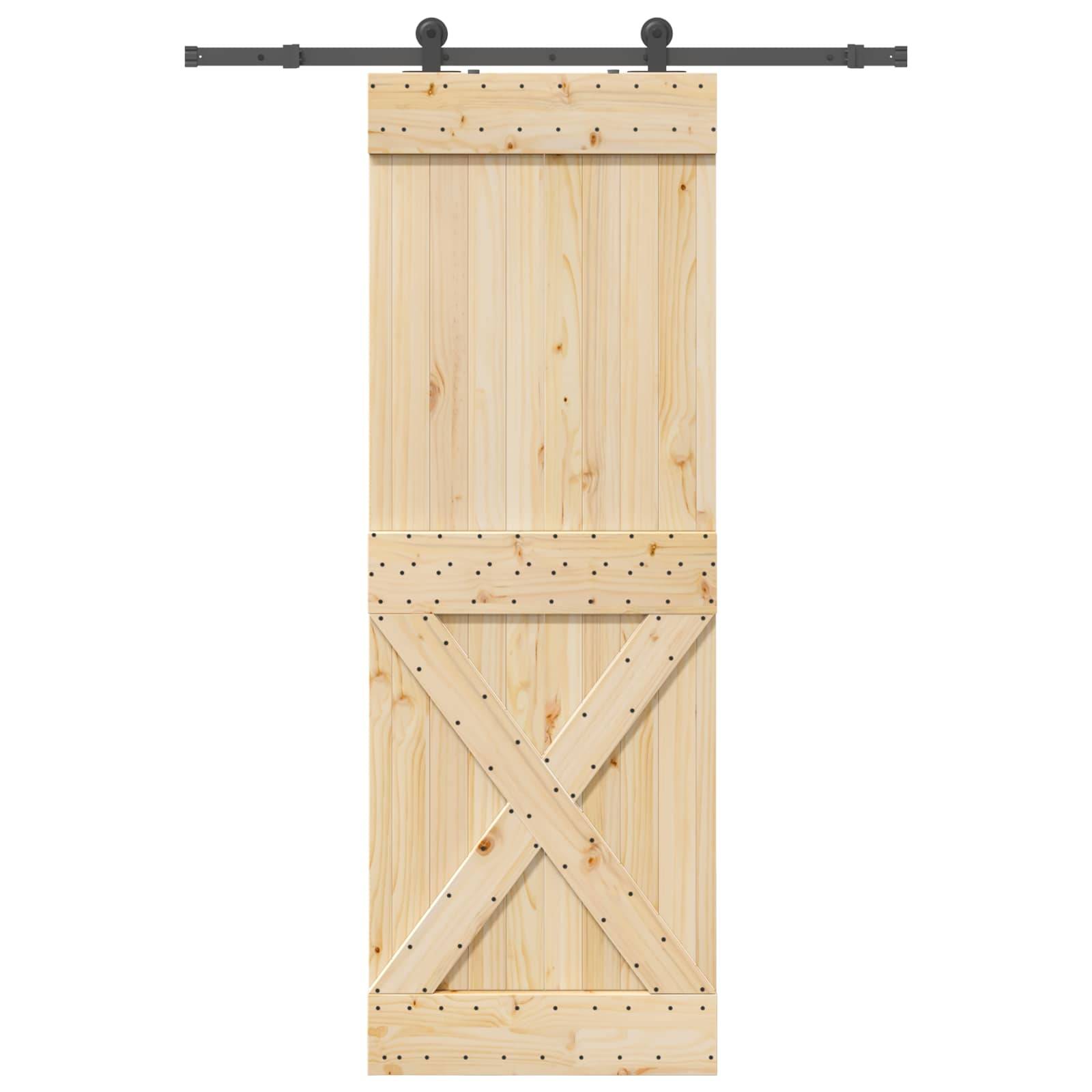 vidaXL Schiebetür NARVIK Natürlich und Schwarz 80 x 210 cm (152,5 cm)