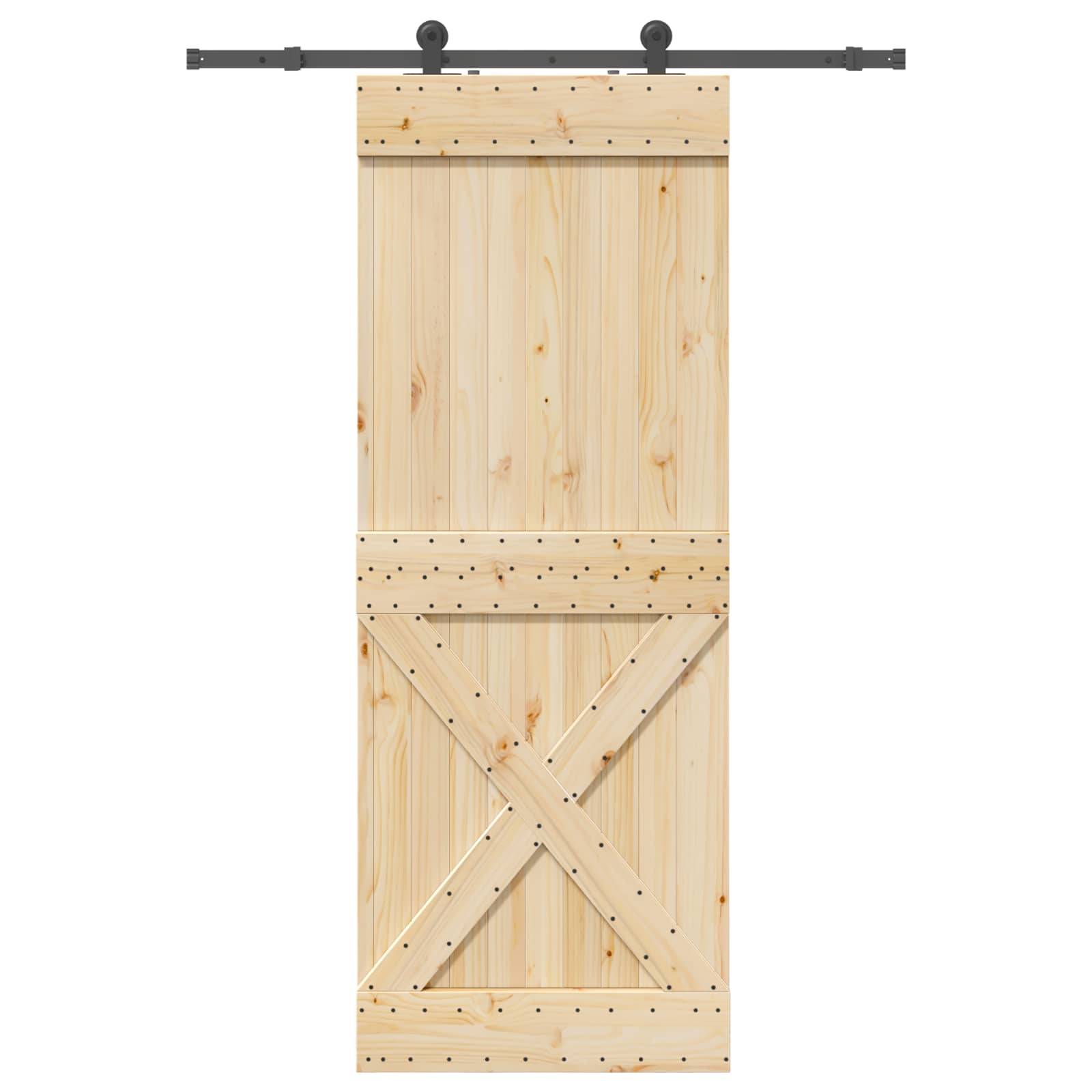 vidaXL Schiebetür NARVIK Natürlich und Schwarz 85 x 210 cm (152,5 cm)