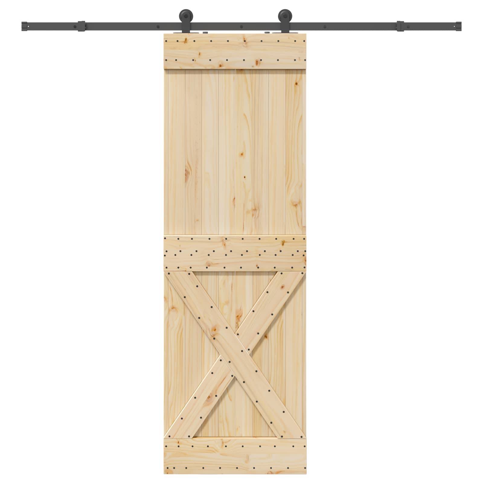 vidaXL Schiebetür NARVIK Natürlich und Schwarz 70 x 210 cm (213,5 cm)