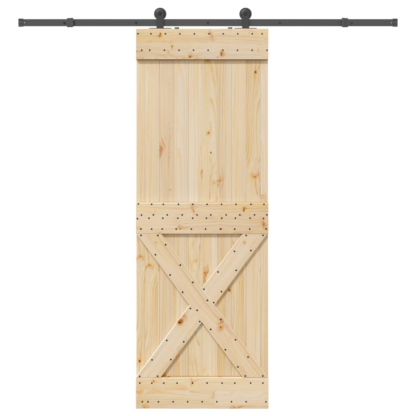 vidaXL Schiebetür NARVIK Natürlich und Schwarz 80 x 210 cm (213,5 cm)