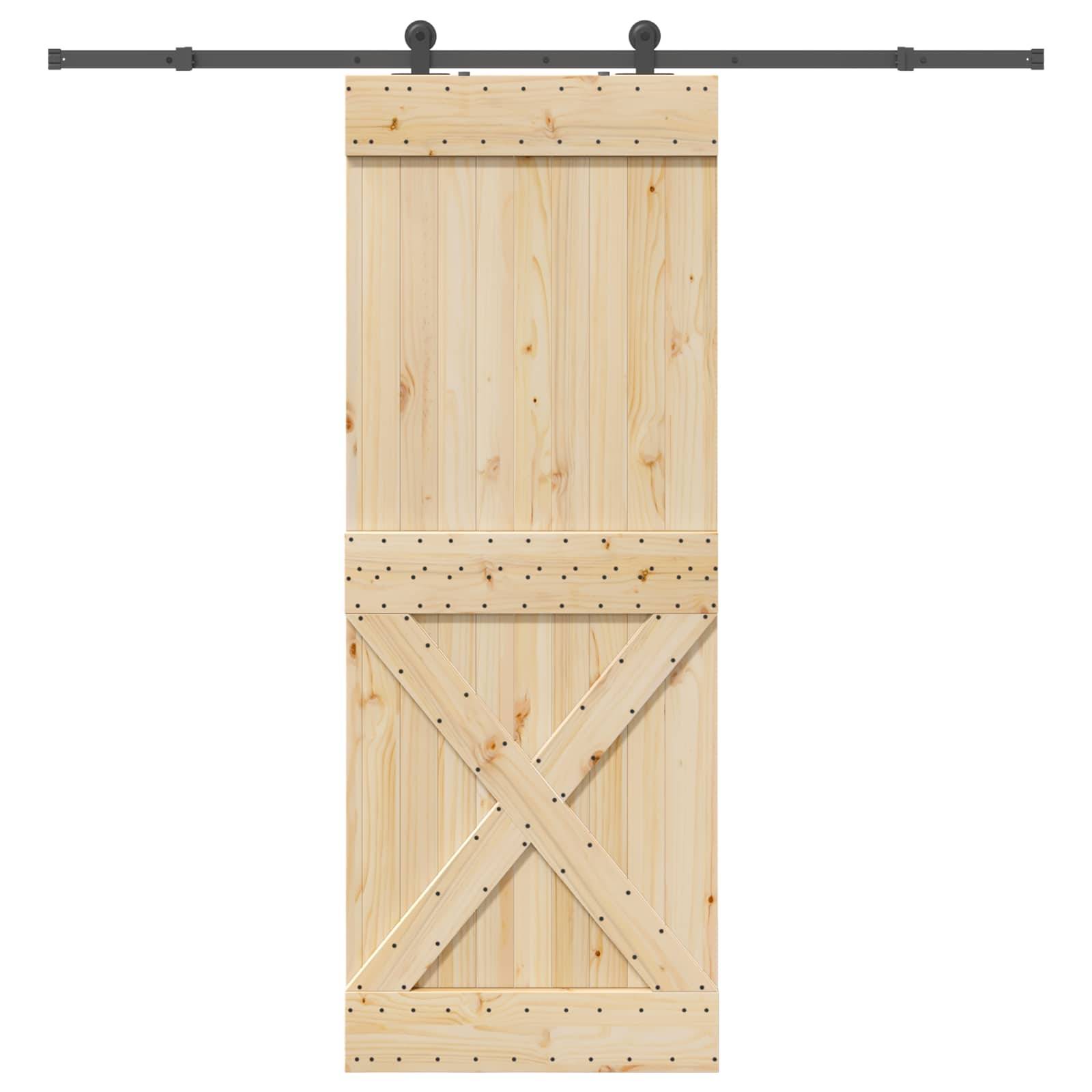 vidaXL Schiebetür NARVIK Natürlich und Schwarz 85 x 210 cm (213,5 cm)