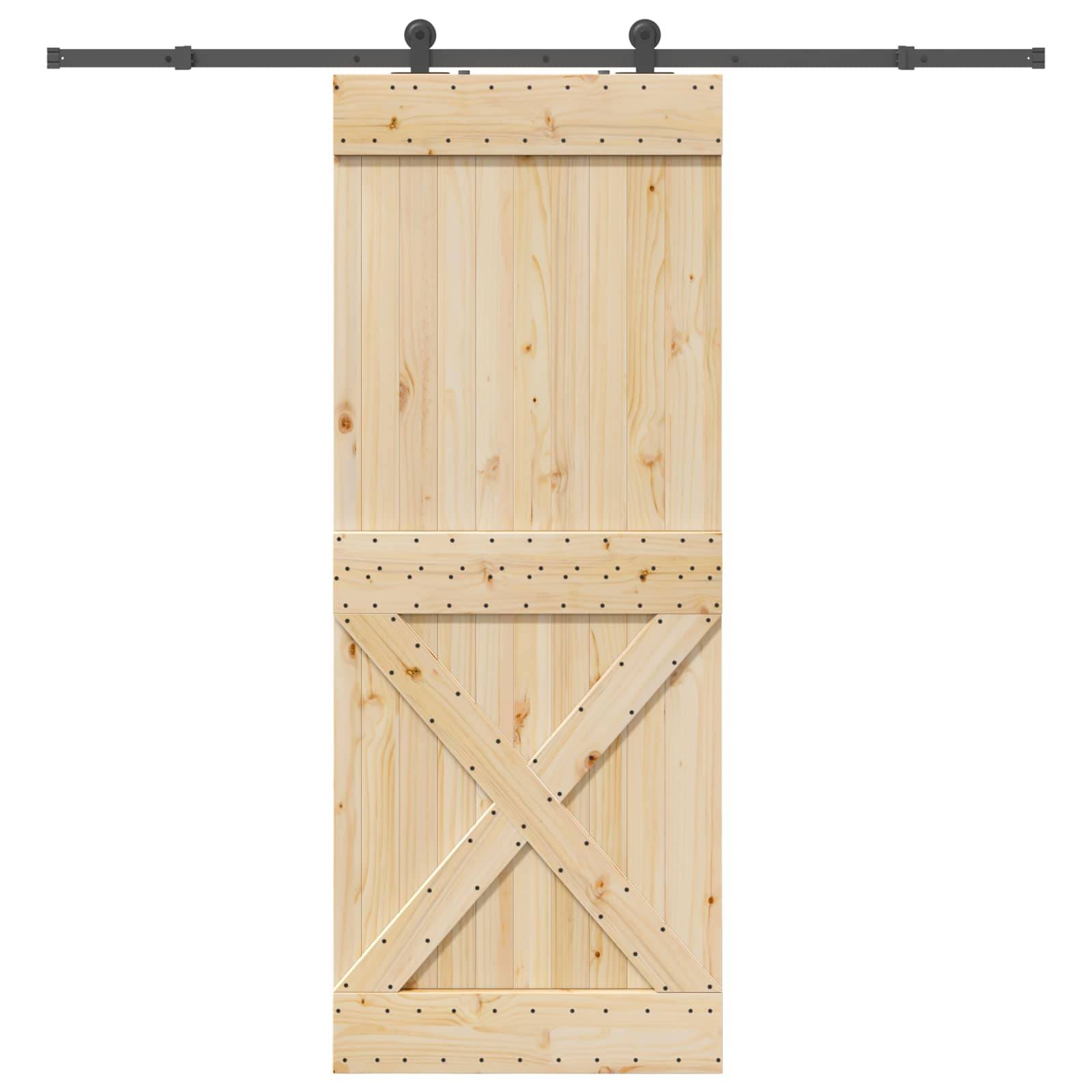 vidaXL Schiebetür NARVIK Natürlich und Schwarz 90 x 210 cm (213,5 cm)