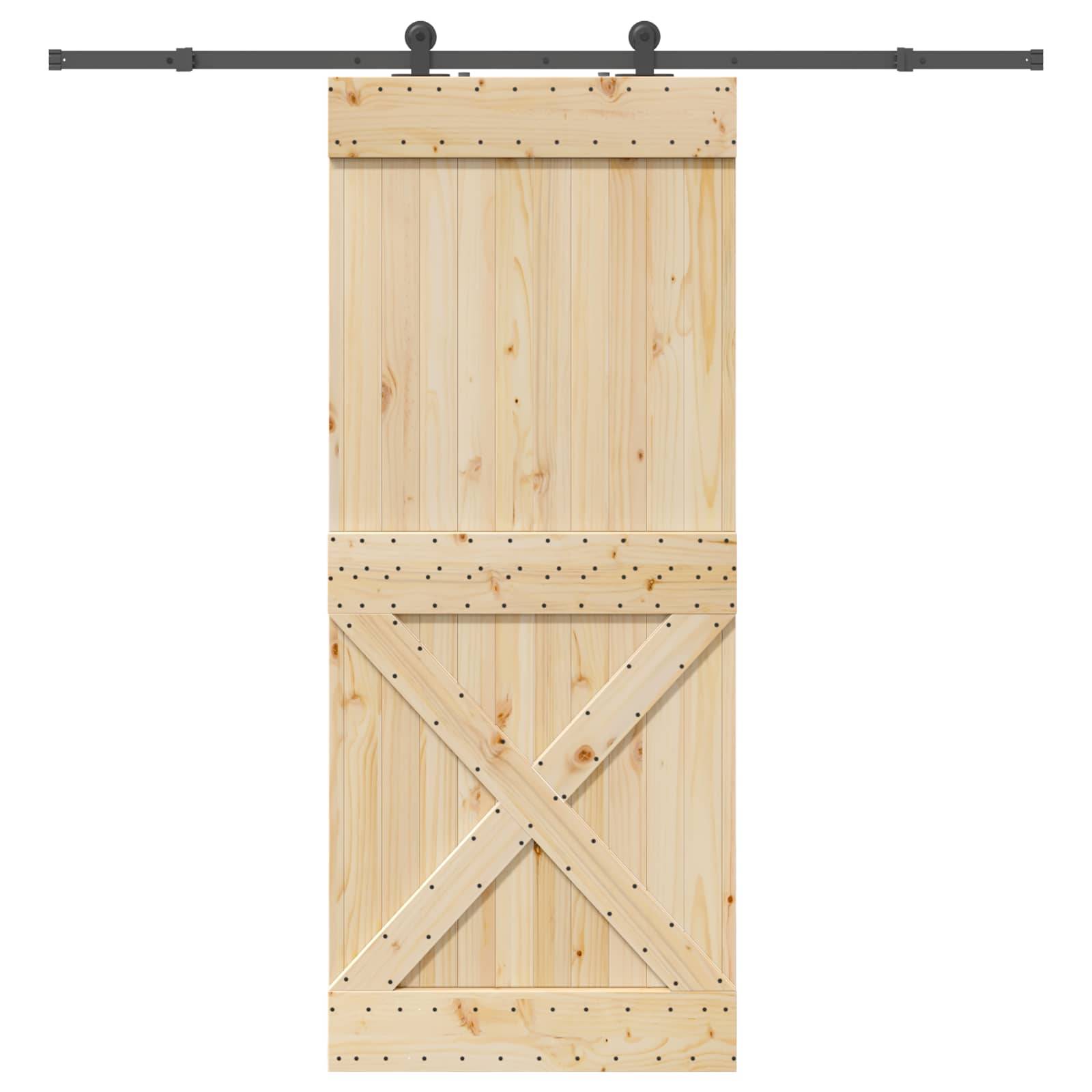 vidaXL Schiebetür NARVIK Natürlich und Schwarz 95 x 210 cm (213,5 cm)