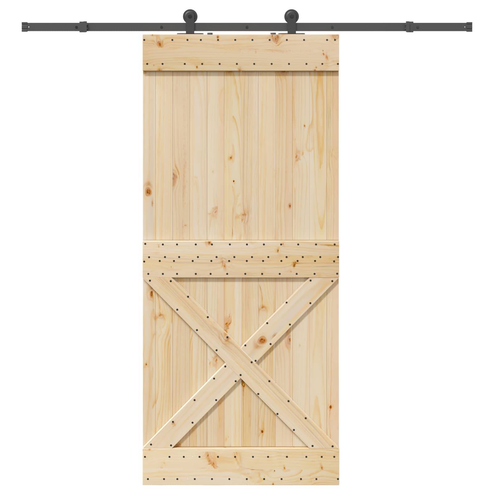 vidaXL Schiebetür NARVIK Natürlich und Schwarz 100 x 210 cm (213,5 cm)