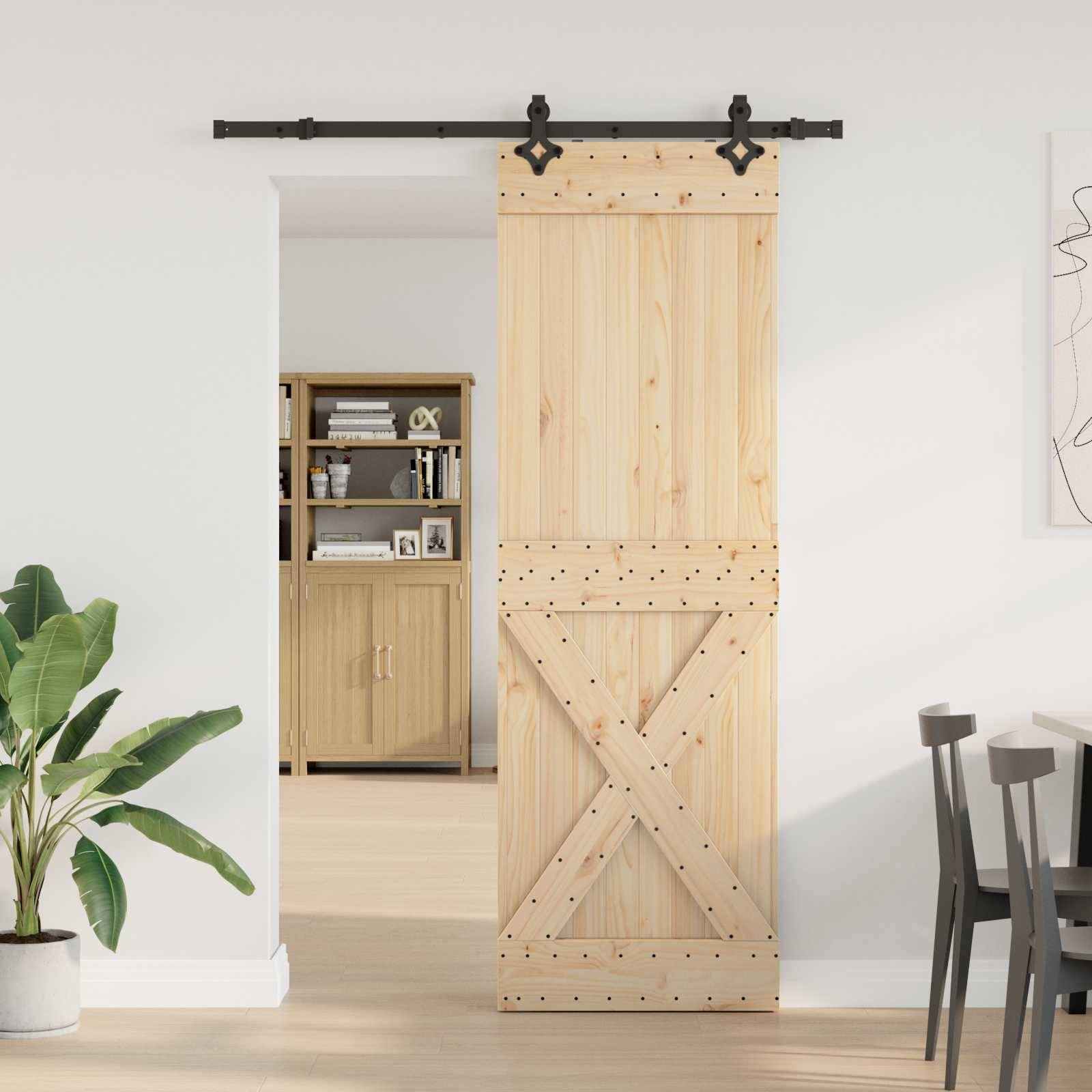 vidaXL Schiebetür NARVIK Natürlich und Schwarz 70 x 210 cm (152,5 cm)