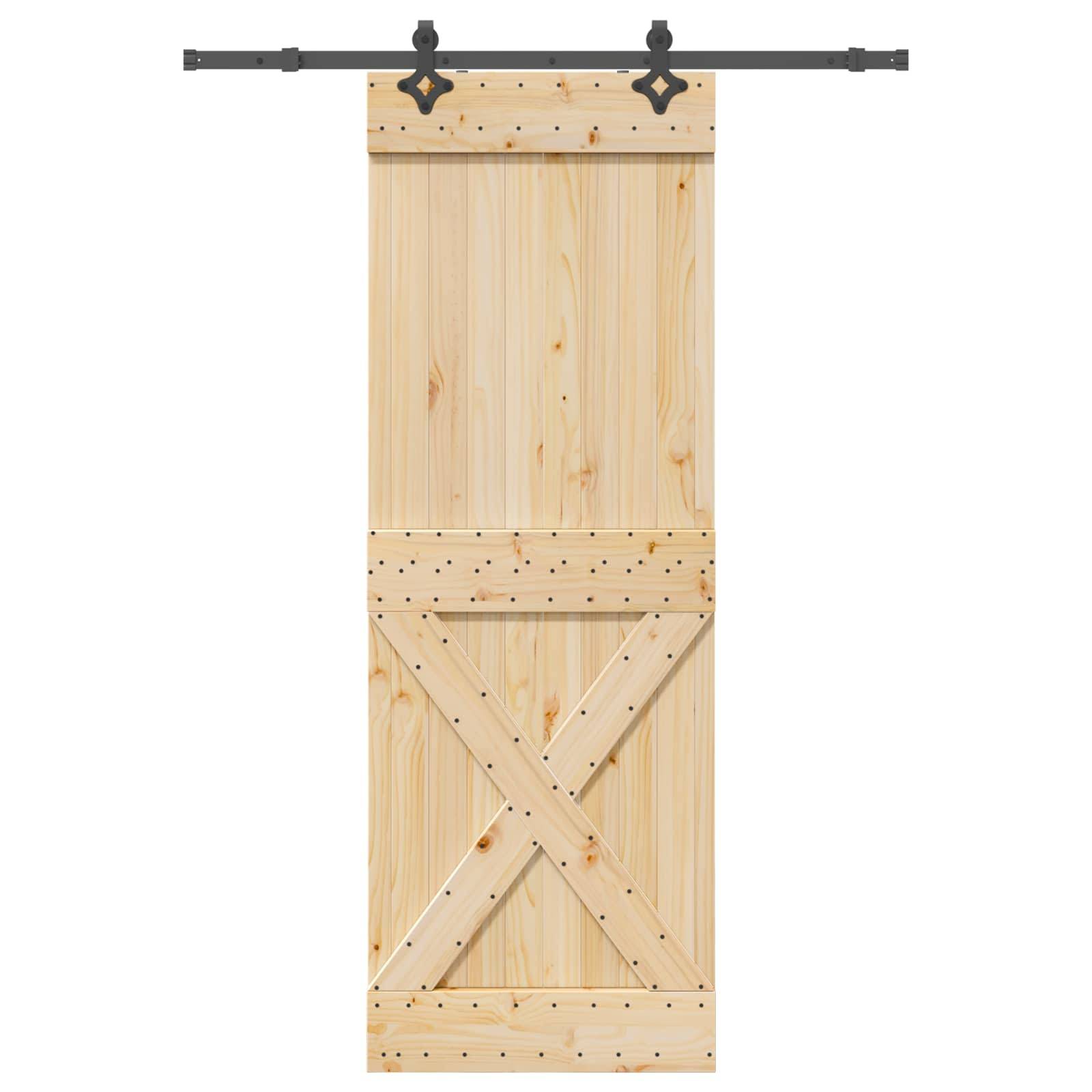 vidaXL Schiebetür NARVIK Natürlich und Schwarz 80 x 210 cm (152,5 cm)
