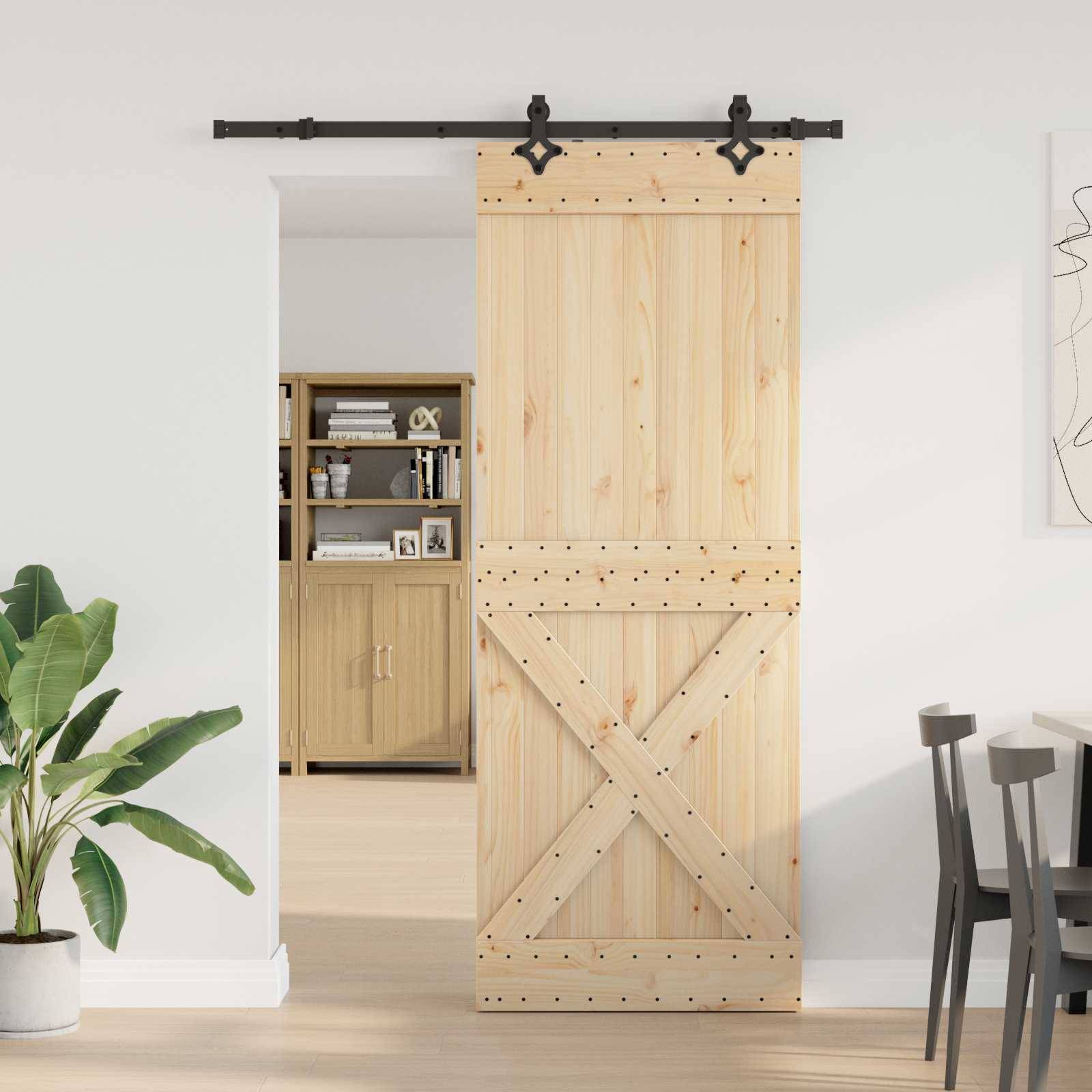 vidaXL Schiebetür NARVIK Natürlich und Schwarz 85 x 210 cm (152,5 cm)