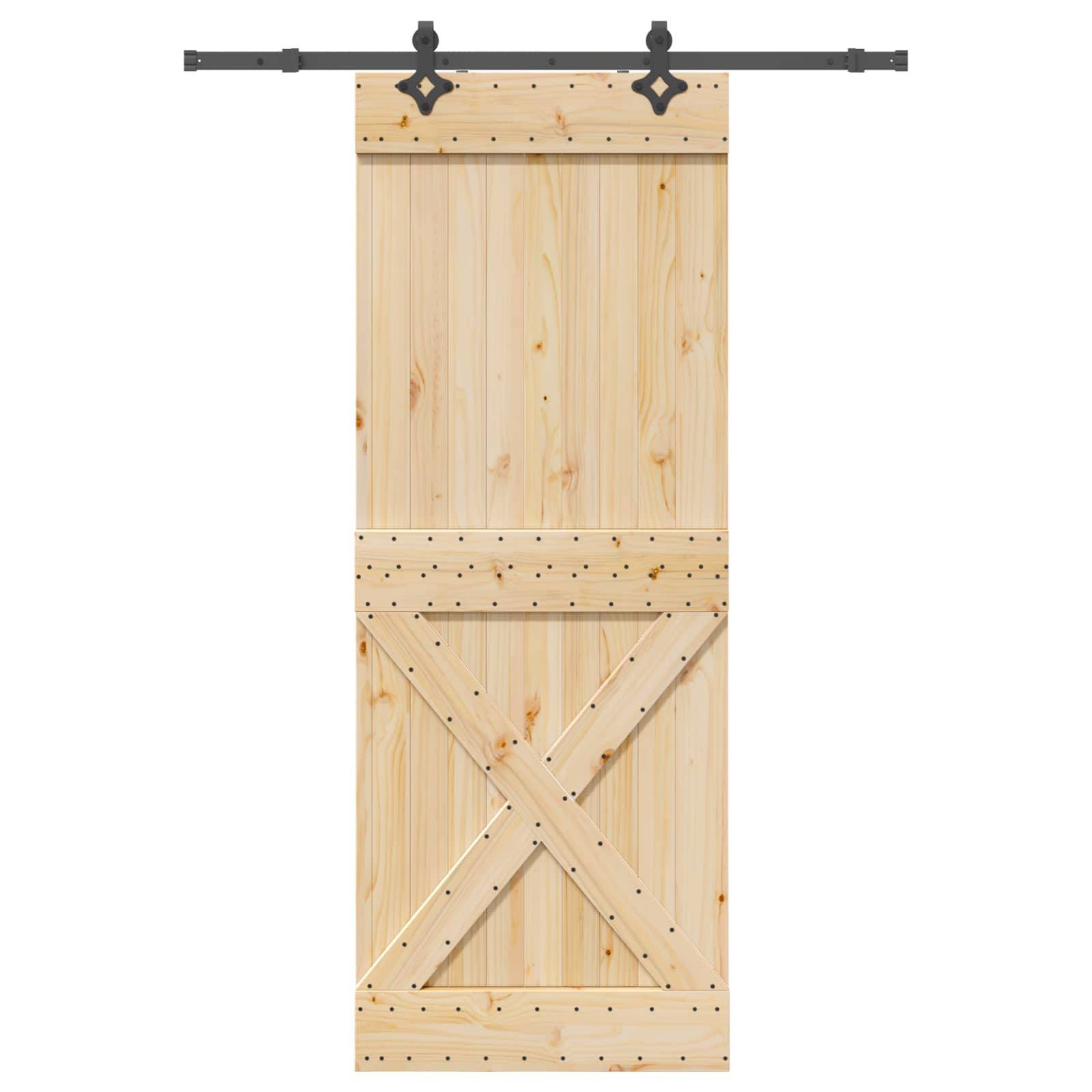 vidaXL Schiebetür NARVIK Natürlich und Schwarz 85 x 210 cm (152,5 cm)