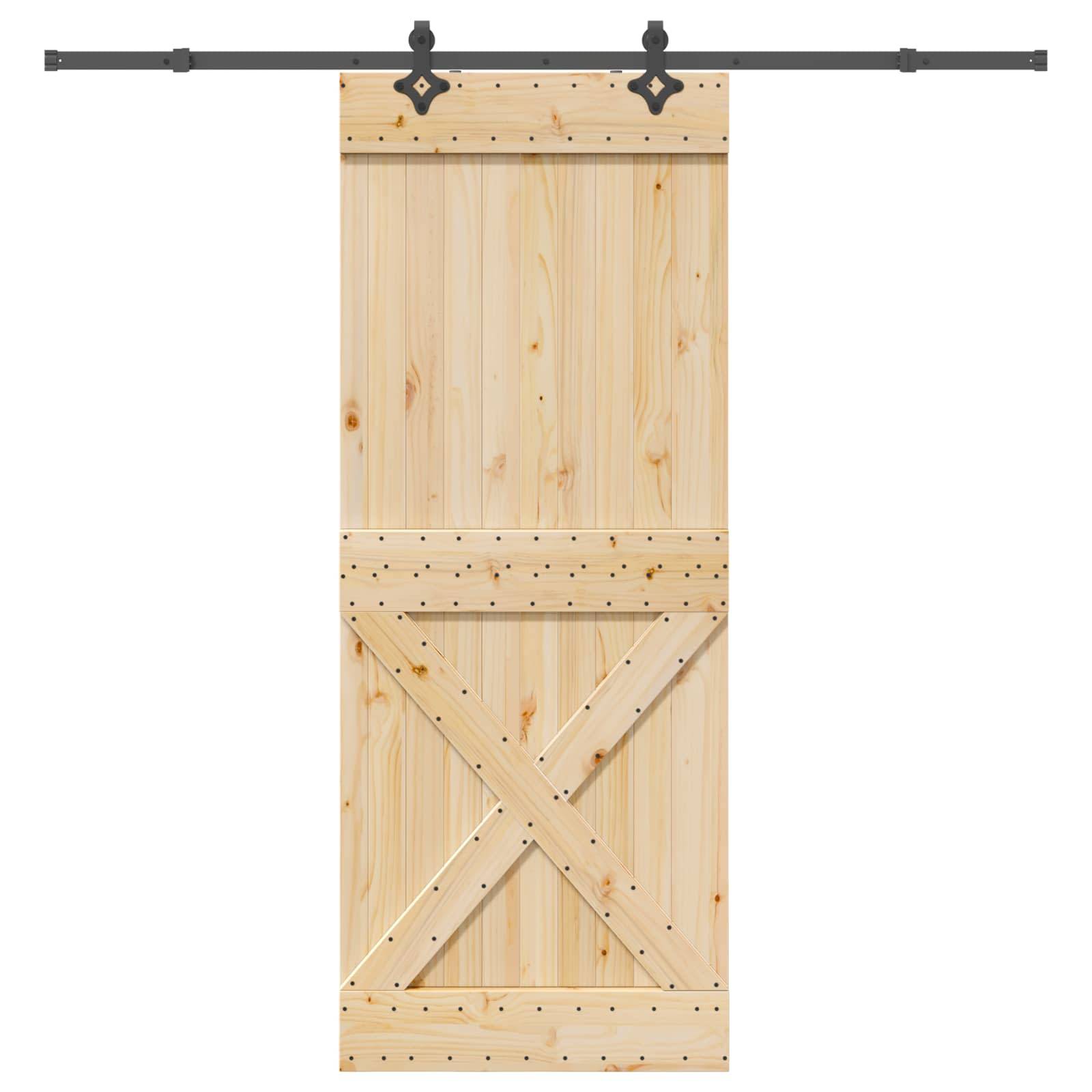vidaXL Schiebetür NARVIK Natürlich und Schwarz 90 x 210 cm (213,5 cm)