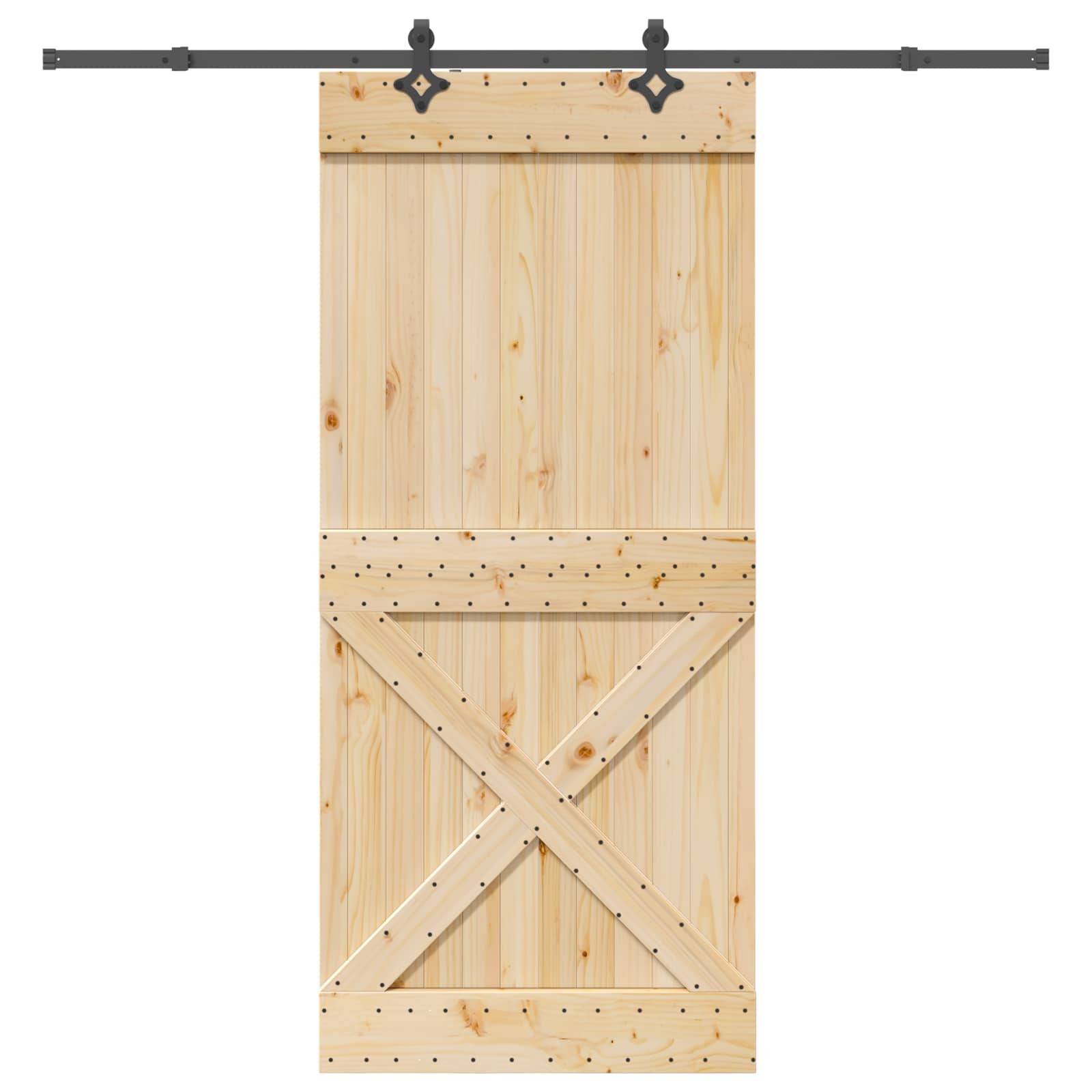 vidaXL Schiebetür NARVIK Natürlich und Schwarz 100 x 210 cm (213,5 cm)