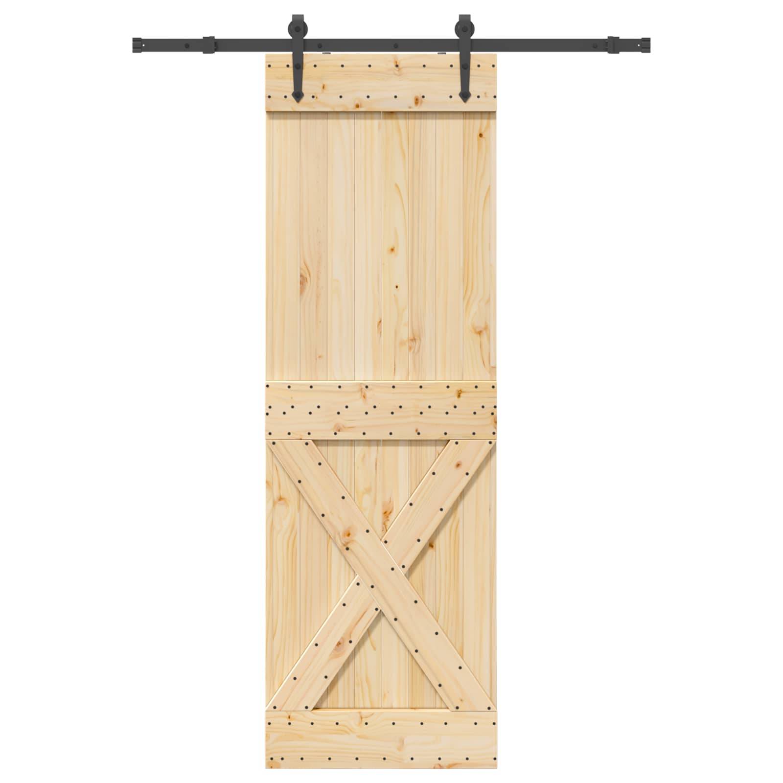 vidaXL Schiebetür NARVIK Natürlich und Schwarz 70 x 210 cm (152,5 cm)