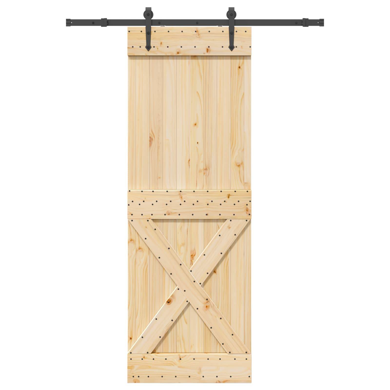 vidaXL Schiebetür NARVIK Natürlich und Schwarz 80 x 210 cm (152,5 cm)