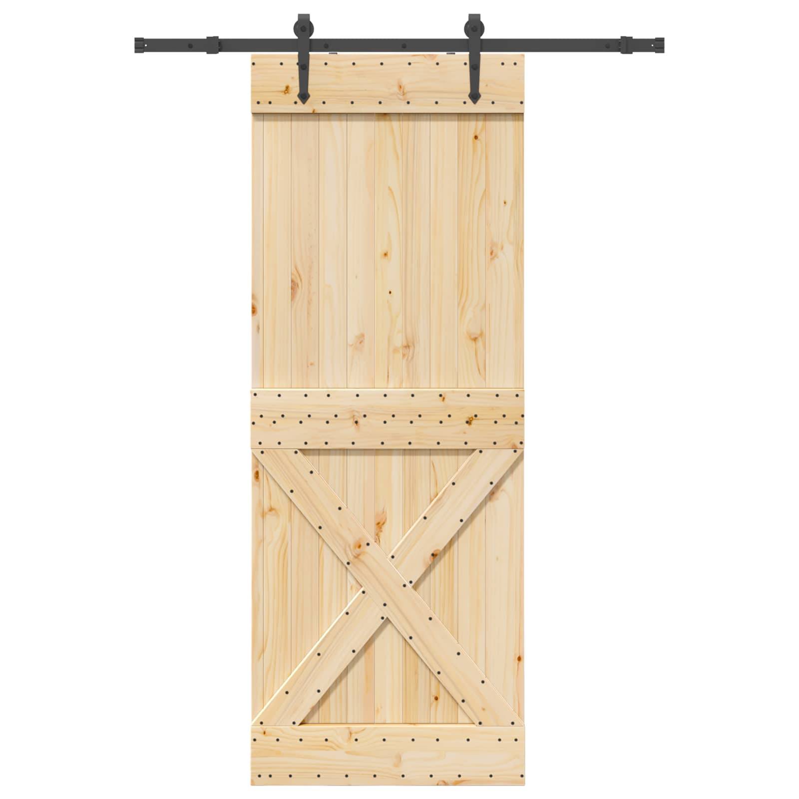 vidaXL Schiebetür NARVIK Natürlich und Schwarz 85 x 210 cm (152,5 cm)