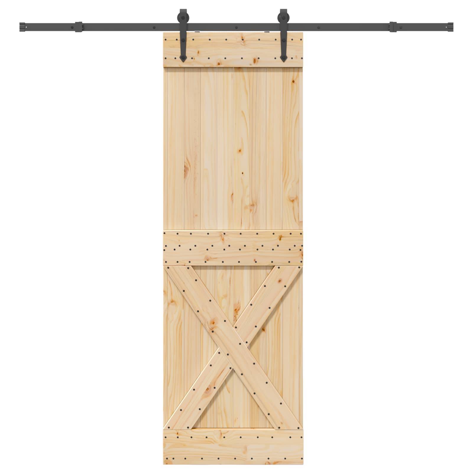 vidaXL Schiebetür NARVIK Natürlich und Schwarz 70 x 210 cm (213,5 cm)