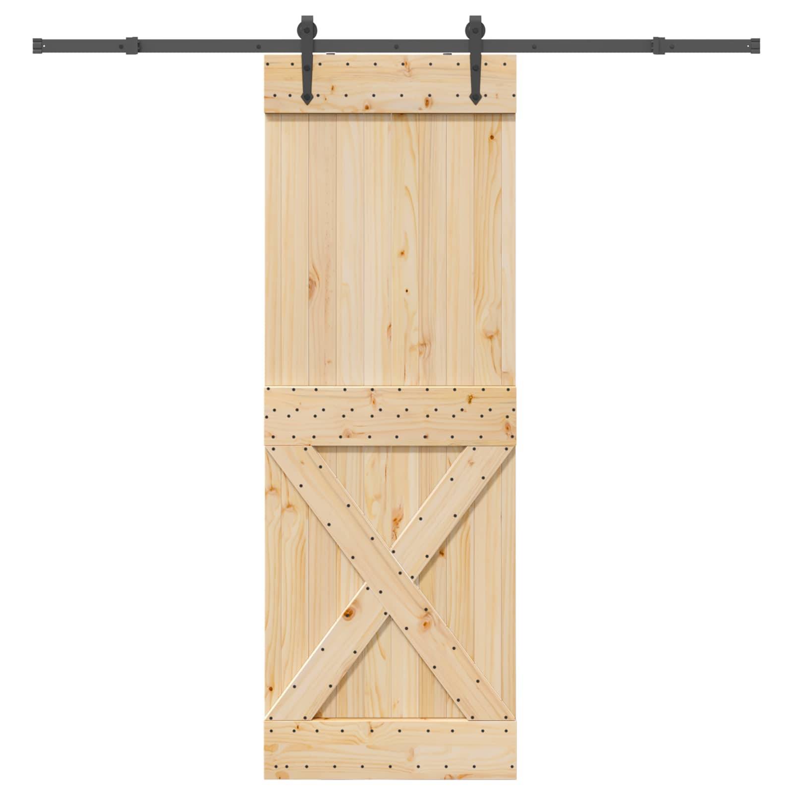 vidaXL Schiebetür NARVIK Natürlich und Schwarz 80 x 210 cm (213,5 cm)