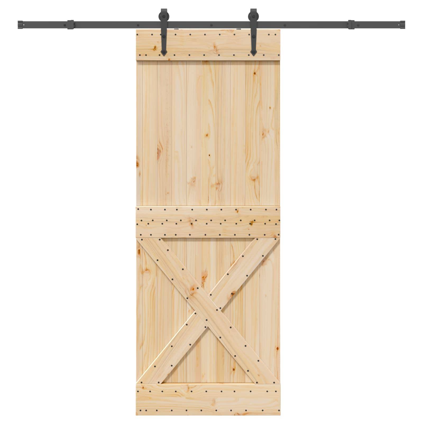 vidaXL Schiebetür NARVIK Natürlich und Schwarz 85 x 210 cm (213,5 cm)