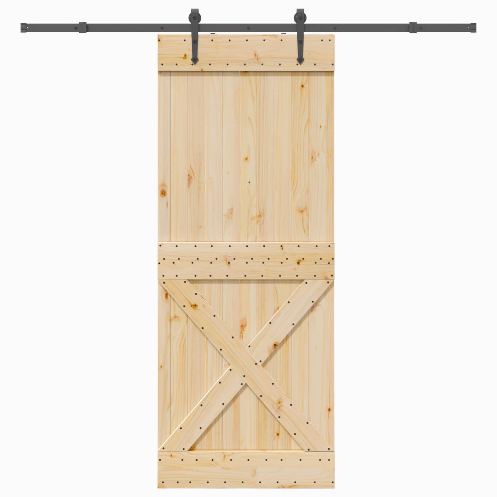 vidaXL Schiebetür NARVIK Natürlich und Schwarz 90 x 210 cm (213,5 cm)