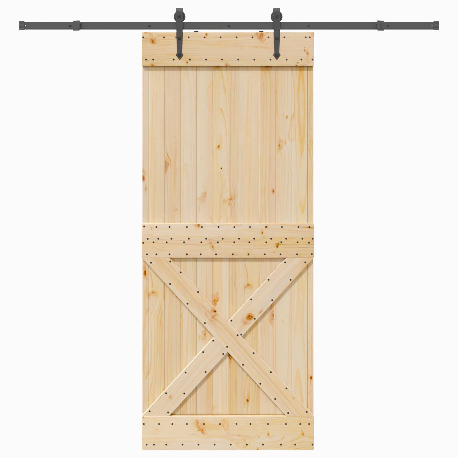 vidaXL Schiebetür NARVIK Natürlich und Schwarz 95 x 210 cm (213,5 cm)