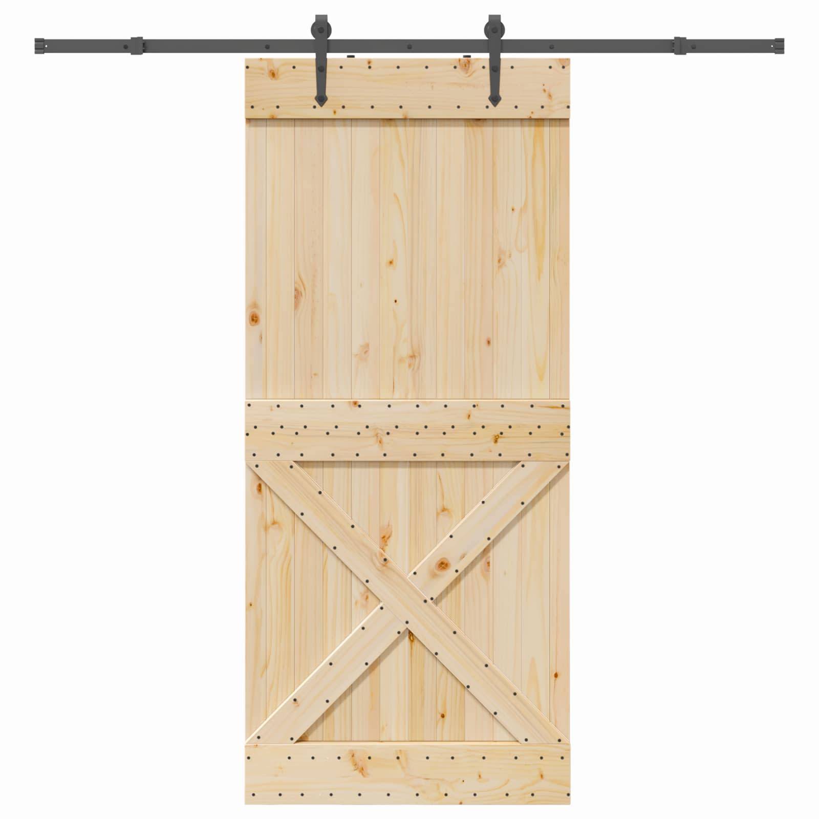 vidaXL Schiebetür NARVIK Natürlich und Schwarz 100 x 210 cm (213,5 cm)
