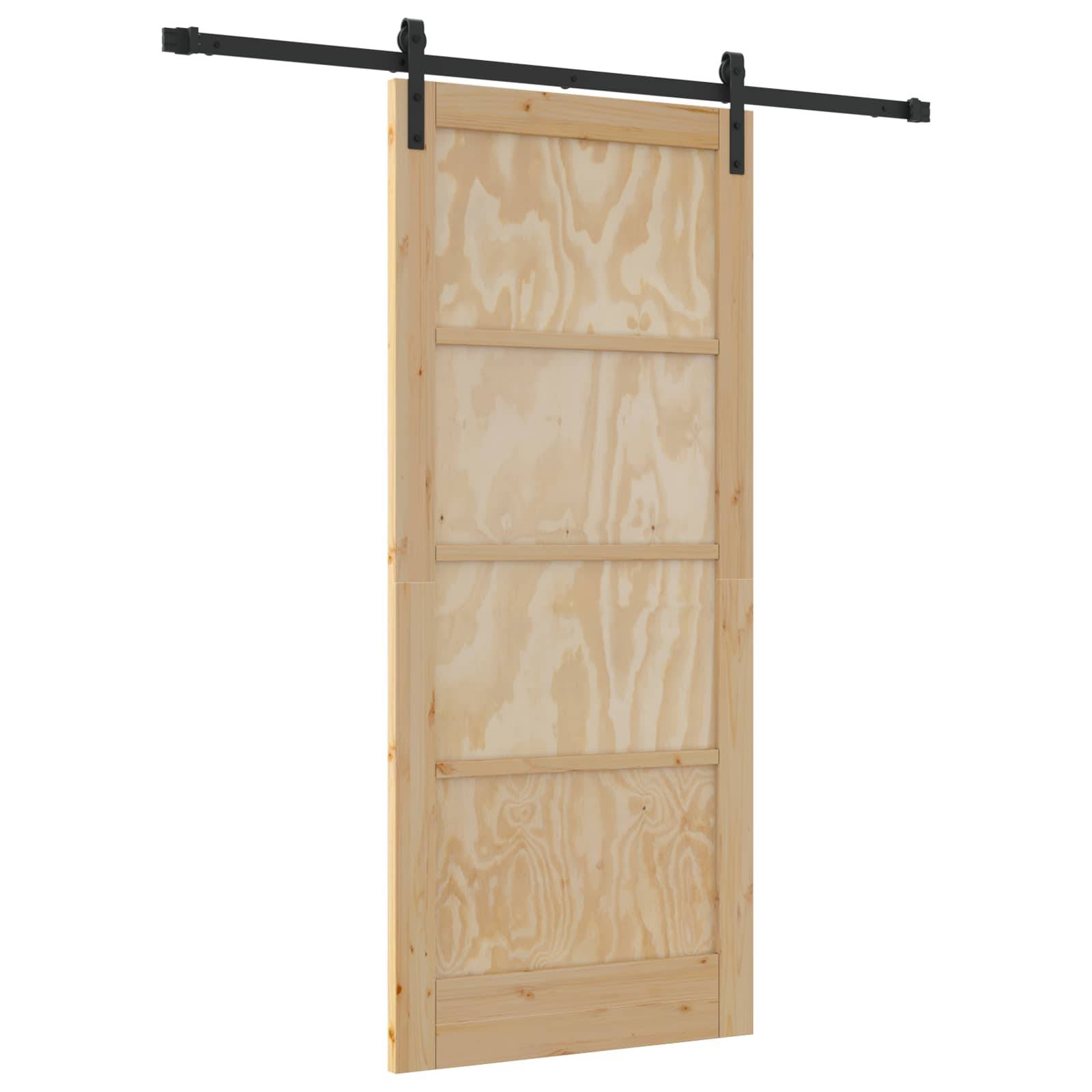 vidaXL Schiebetür Natürlich und Schwarz 86 x 198,5 cm