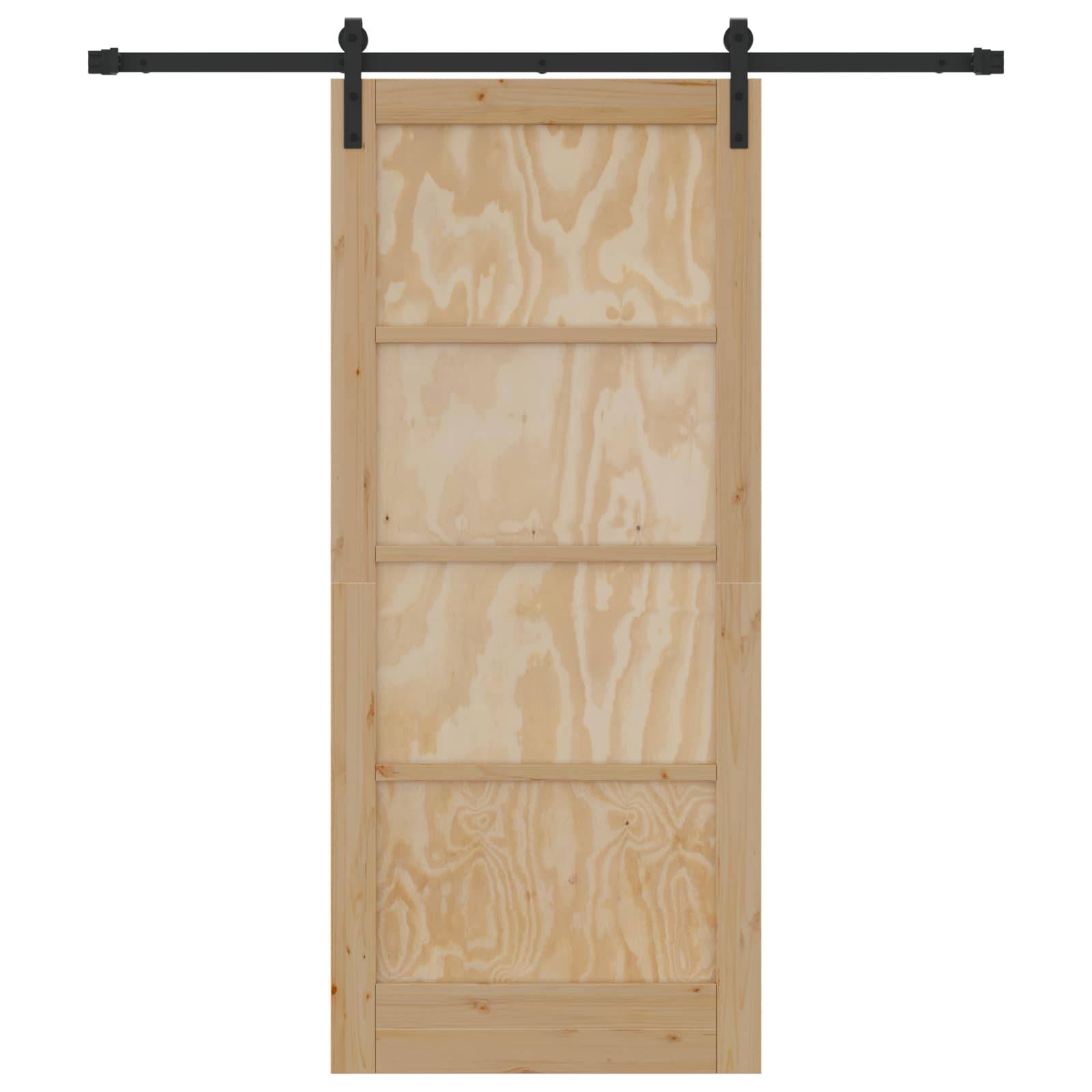 vidaXL Schiebetür Natürlich und Schwarz 86 x 198,5 cm