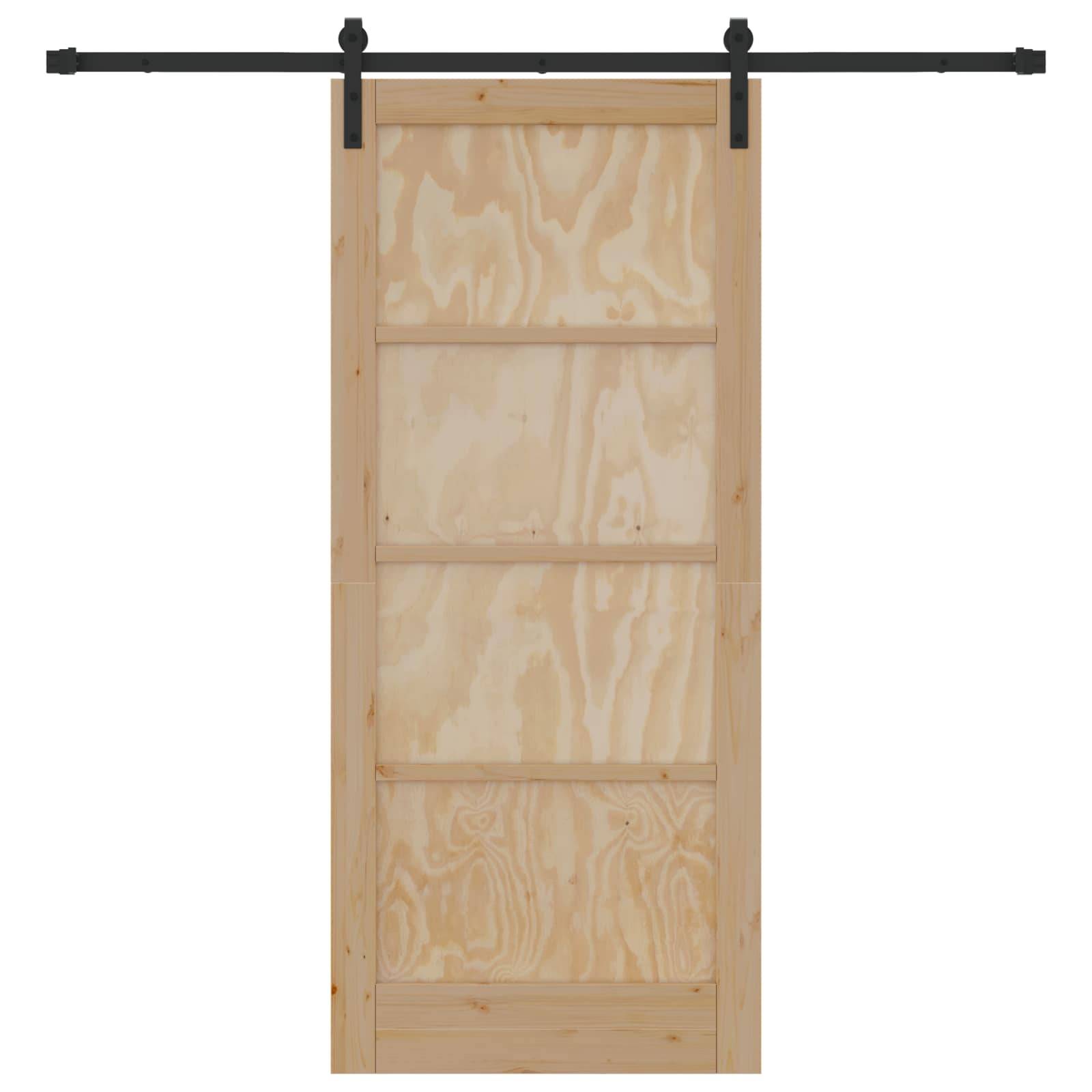 vidaXL Schiebetür Natürlich und Schwarz 86 x 198,5 cm