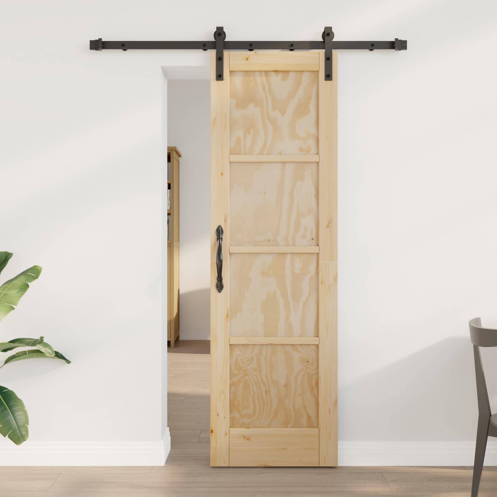 vidaXL Schiebetür Natur 61 x 198,5 cm Massives Kiefernholz