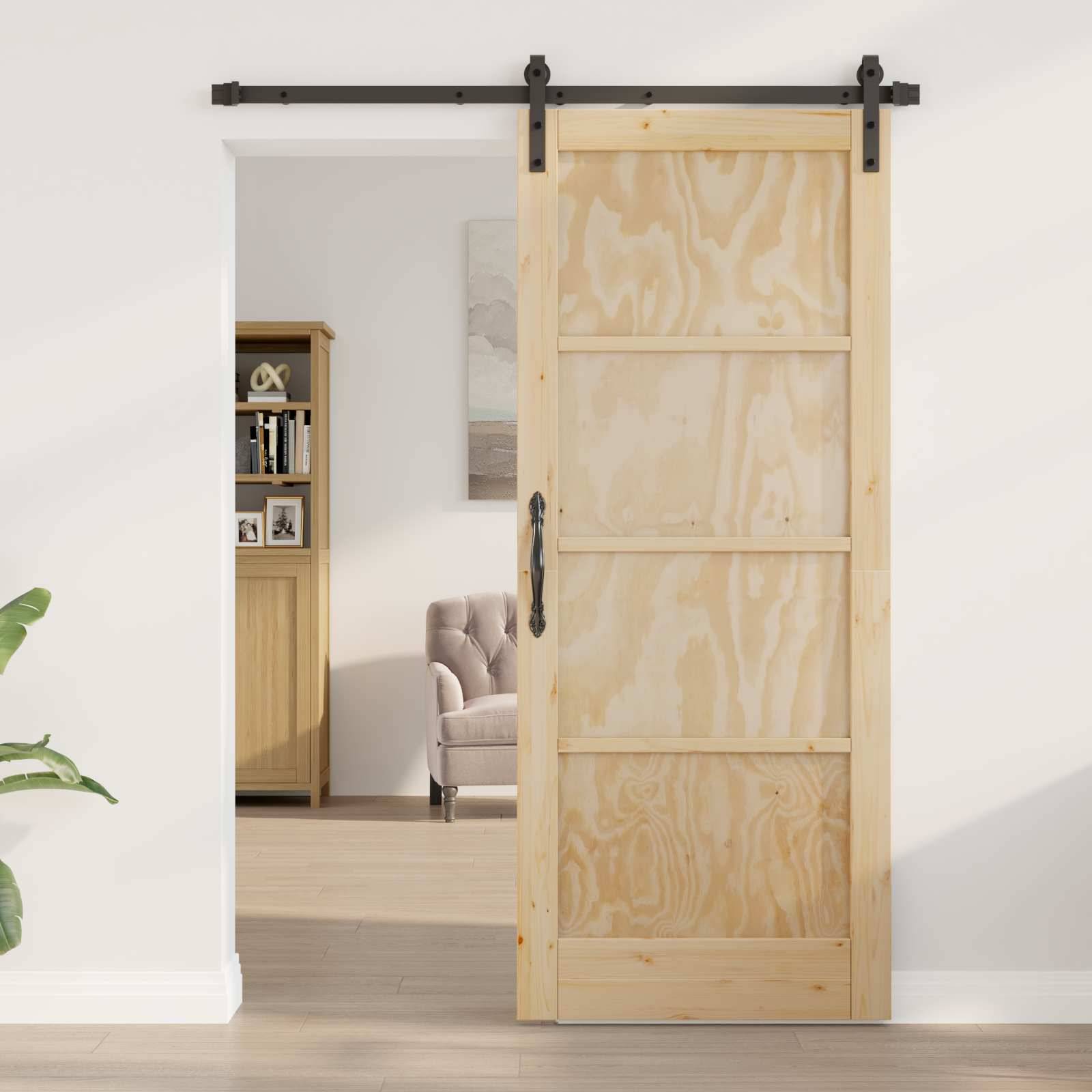 vidaXL Schiebetür Natur 83 x 202 cm Massives Kiefernholz