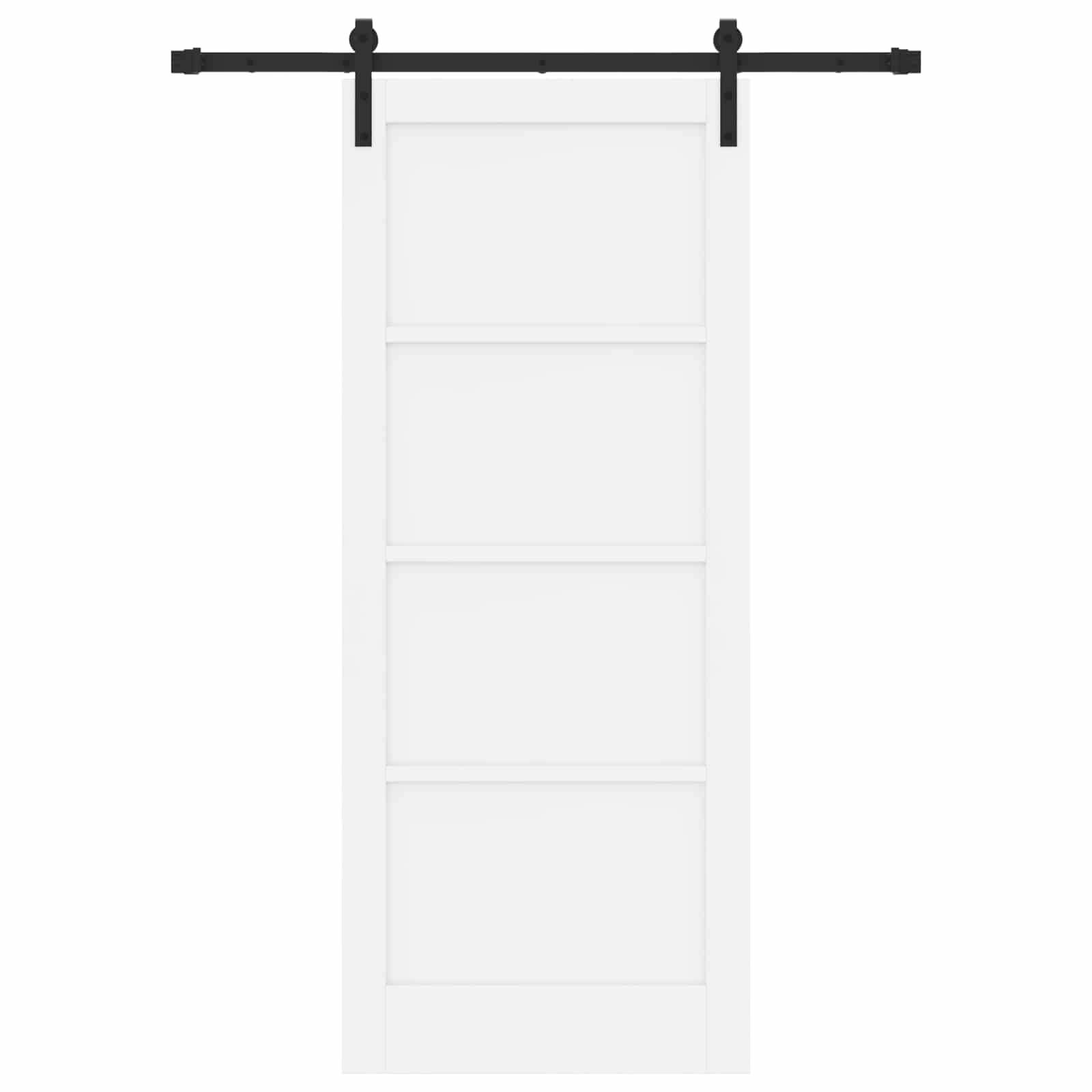 vidaXL Schiebetür Weiß 83 x 202 cm Massives Kiefernholz