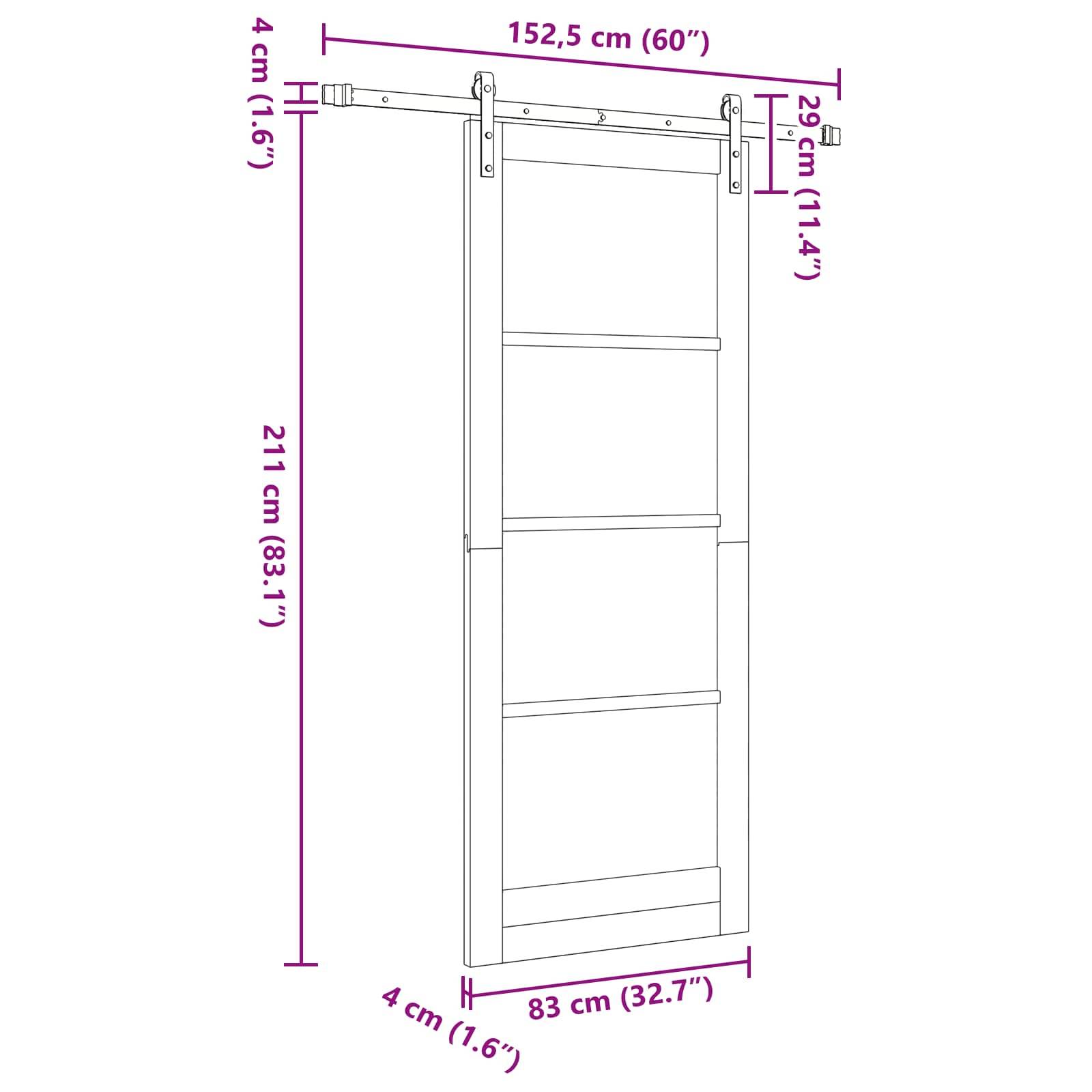vidaXL Schiebetür Natur 83 x 211 cm Massives Kiefernholz