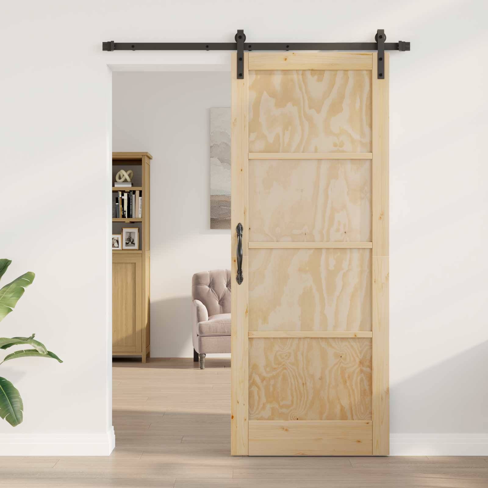 vidaXL Schiebetür Natur 83 x 211 cm Massives Kiefernholz