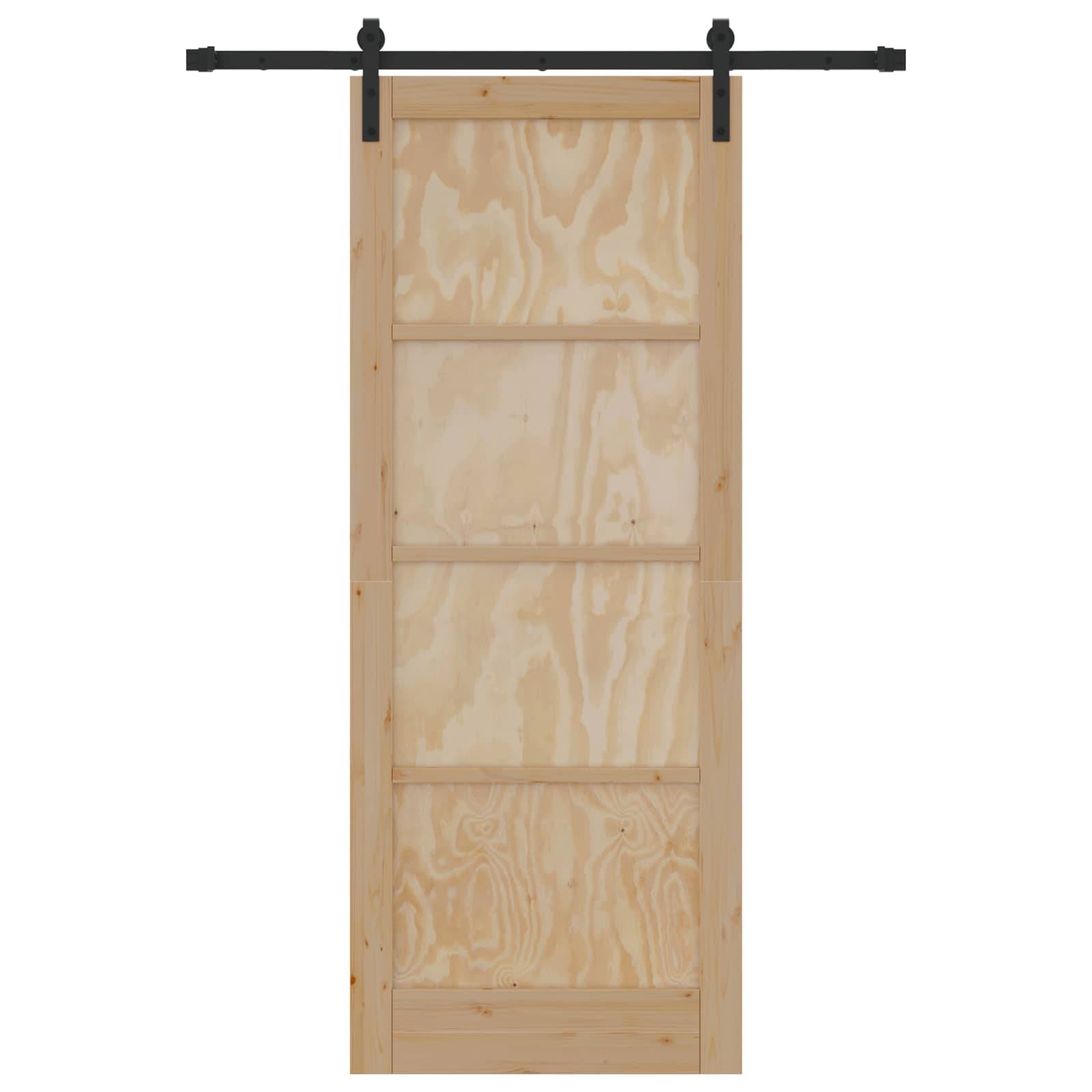 vidaXL Schiebetür Natur 83 x 211 cm Massives Kiefernholz