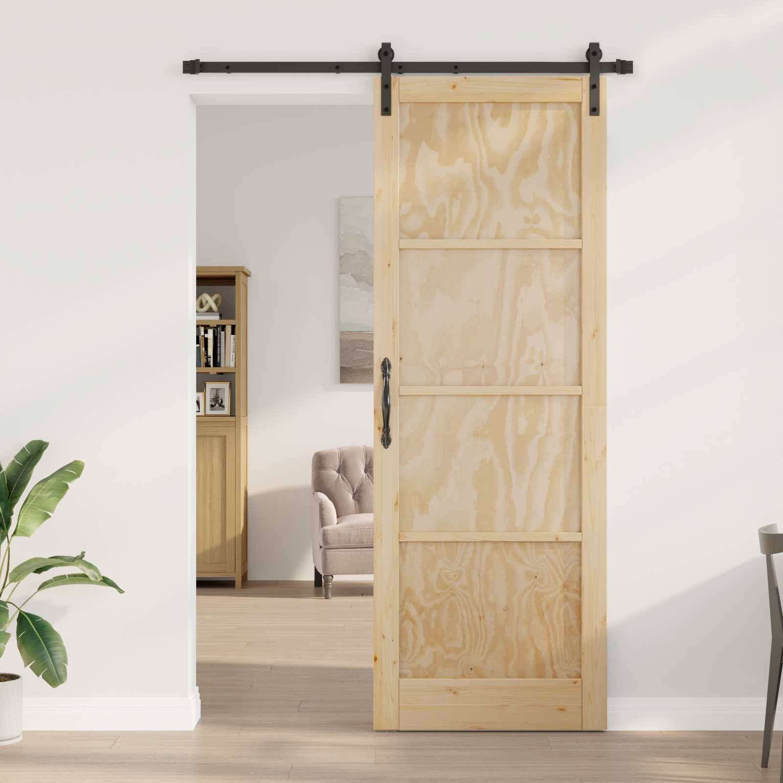 vidaXL Schiebetür Natur 83 x 232 cm Massives Kiefernholz