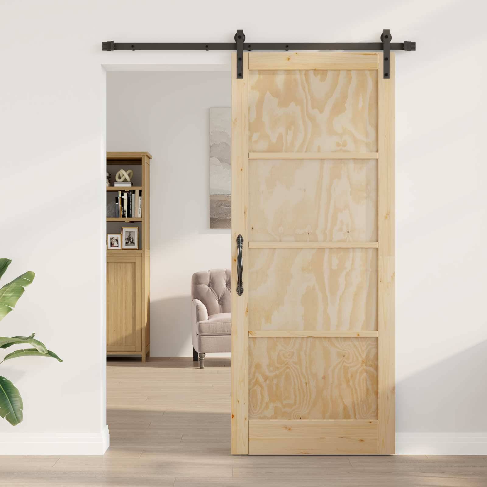 vidaXL Schiebetür Natur 86 x 211 cm Massives Kiefernholz