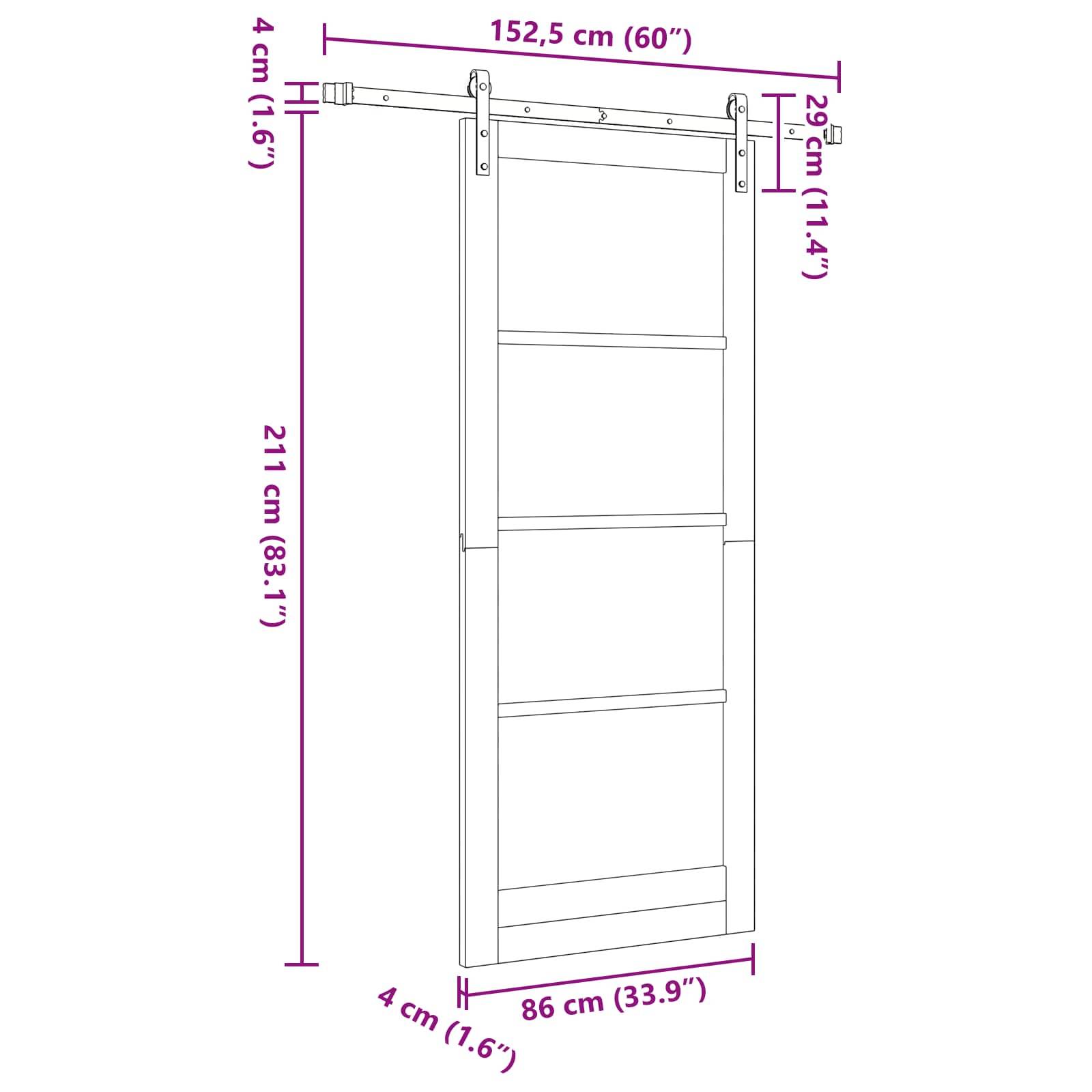 vidaXL Schiebetür Natur 86 x 211 cm Massives Kiefernholz