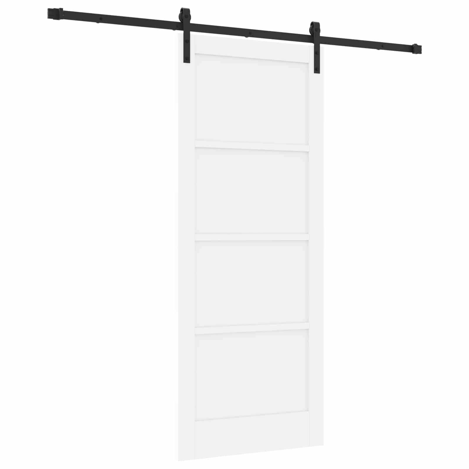 vidaXL Schiebetür Weiß 83 x 202 cm Massives Kiefernholz
