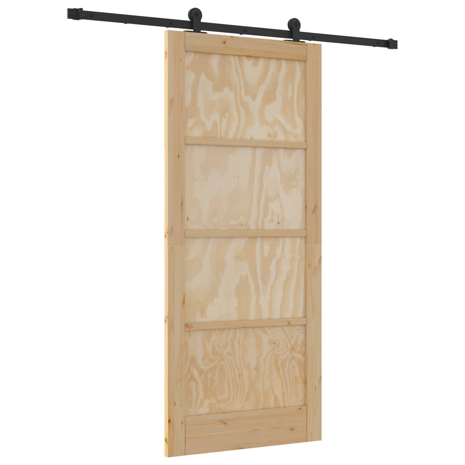 vidaXL Schiebetür Natürlich und Schwarz 86 x 198,5 cm