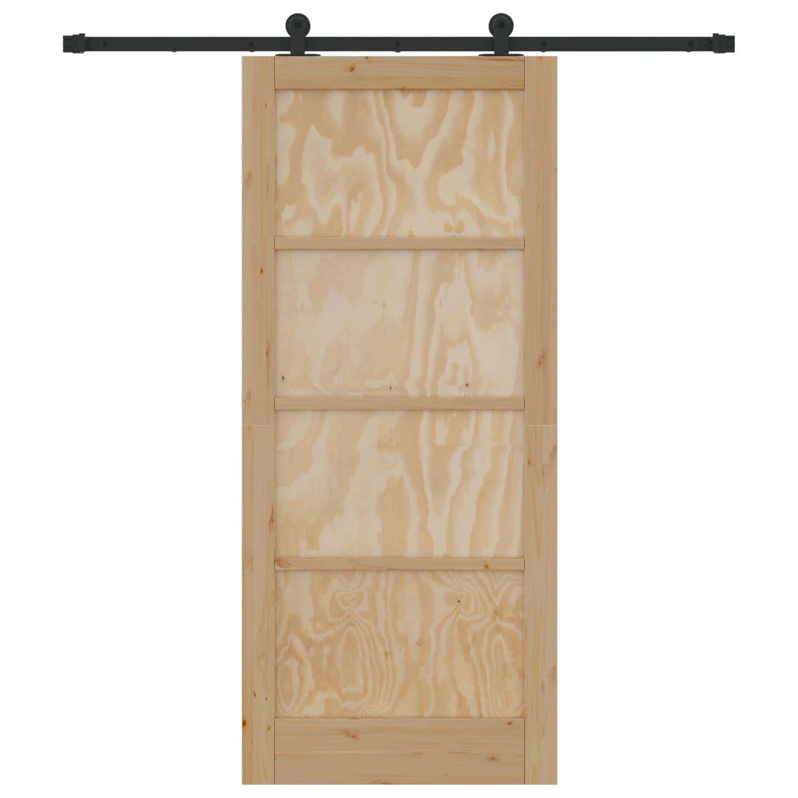 vidaXL Schiebetür Natürlich und Schwarz 86 x 198,5 cm