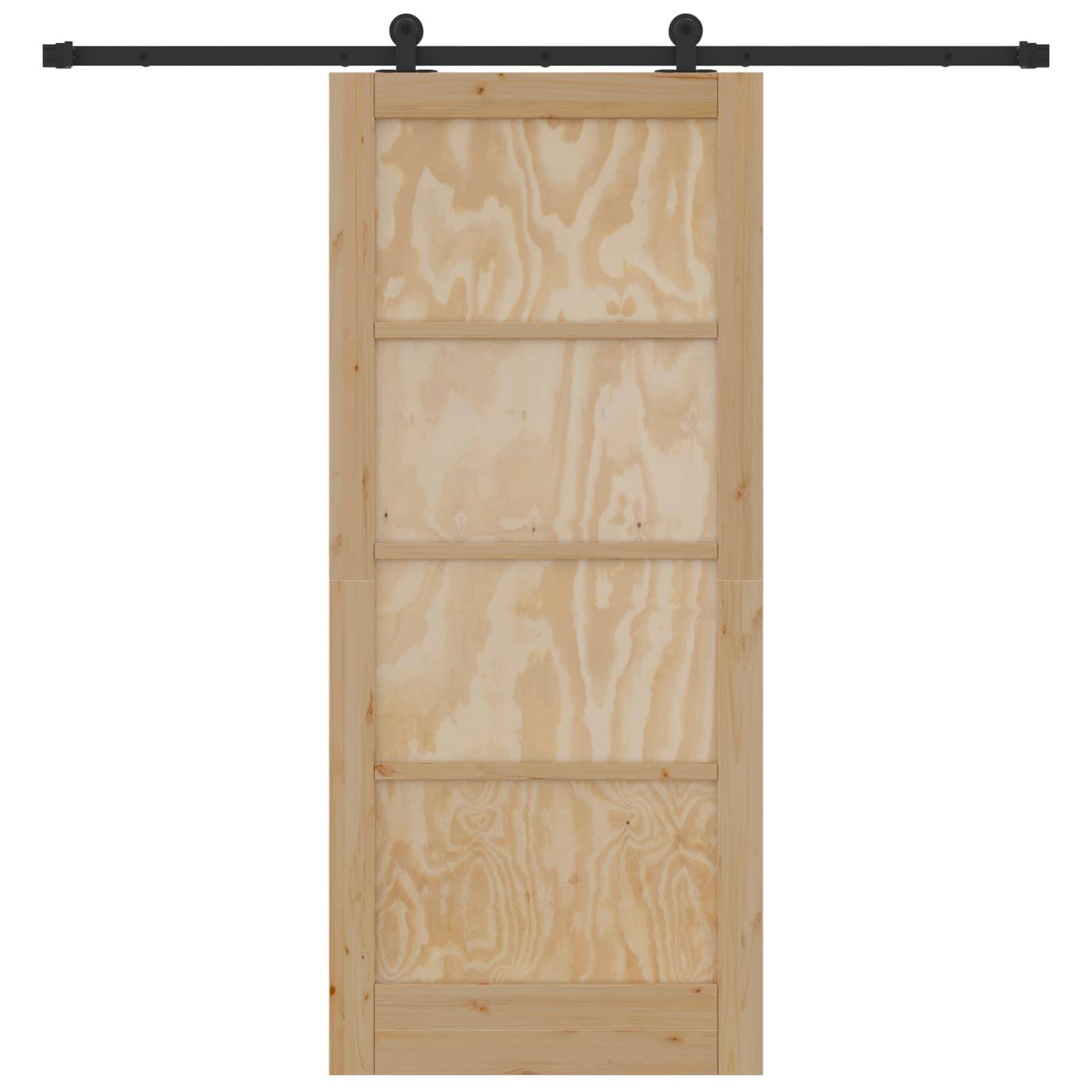 vidaXL Schiebetür Natürlich und Schwarz 86 x 198,5 cm