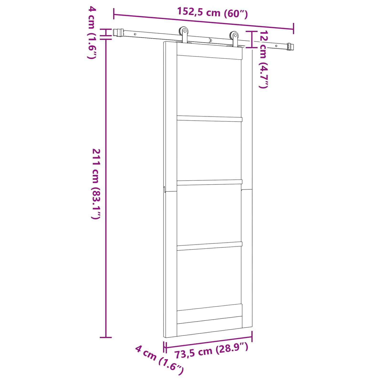 vidaXL Schiebetür ORKDAL Natur 73,5 x 211 cm Massives Kiefernholz