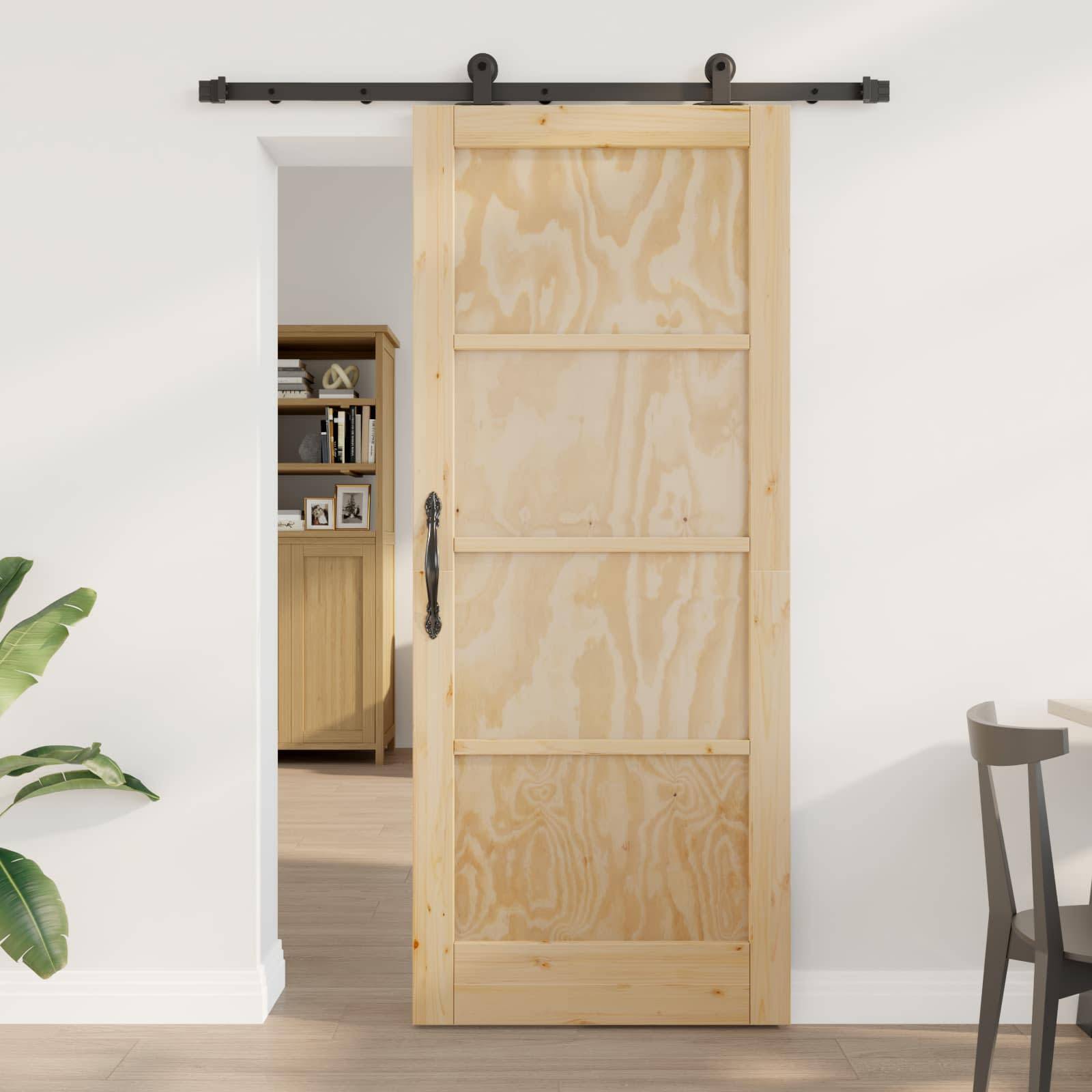 vidaXL Schiebetür ORKDAL Natur 83 x 202 cm Massives Kiefernholz