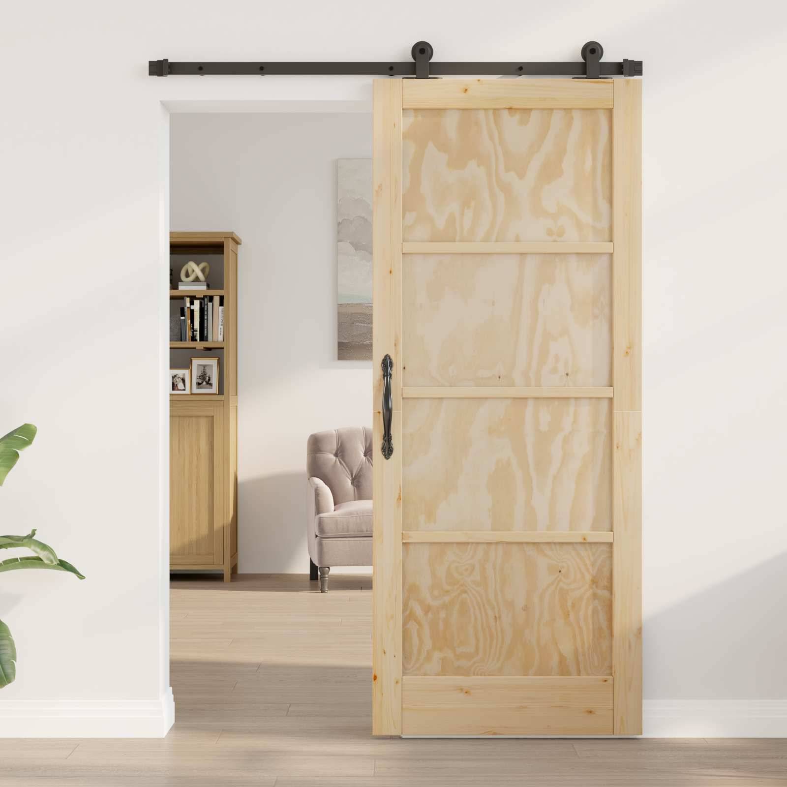 vidaXL Schiebetür ORKDAL Natur 83 x 202 cm Massives Kiefernholz