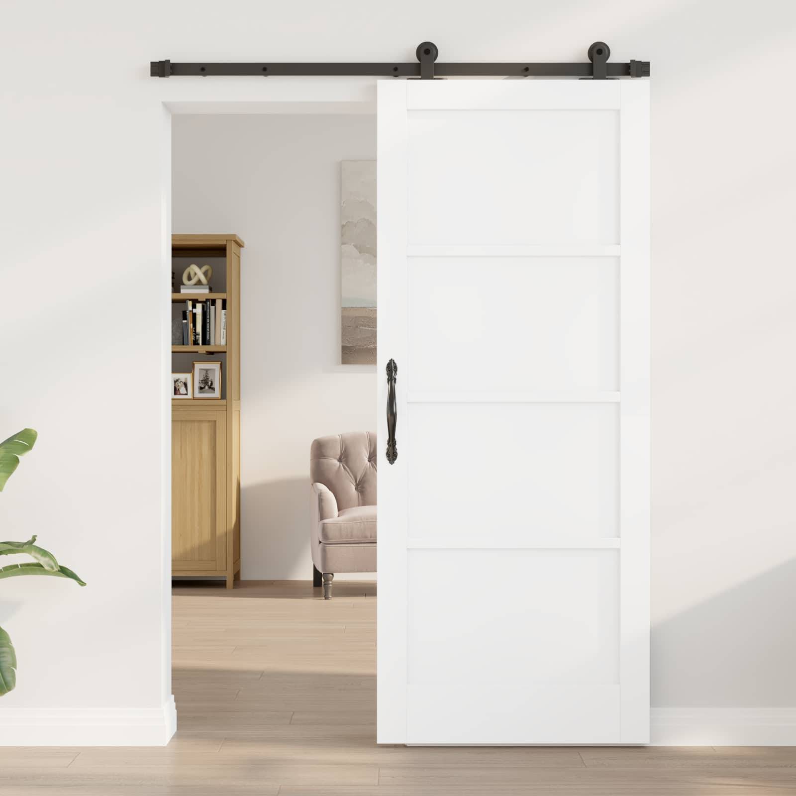 vidaXL Schiebetür ORKDAL Weiß 83 x 202 cm Massives Kiefernholz