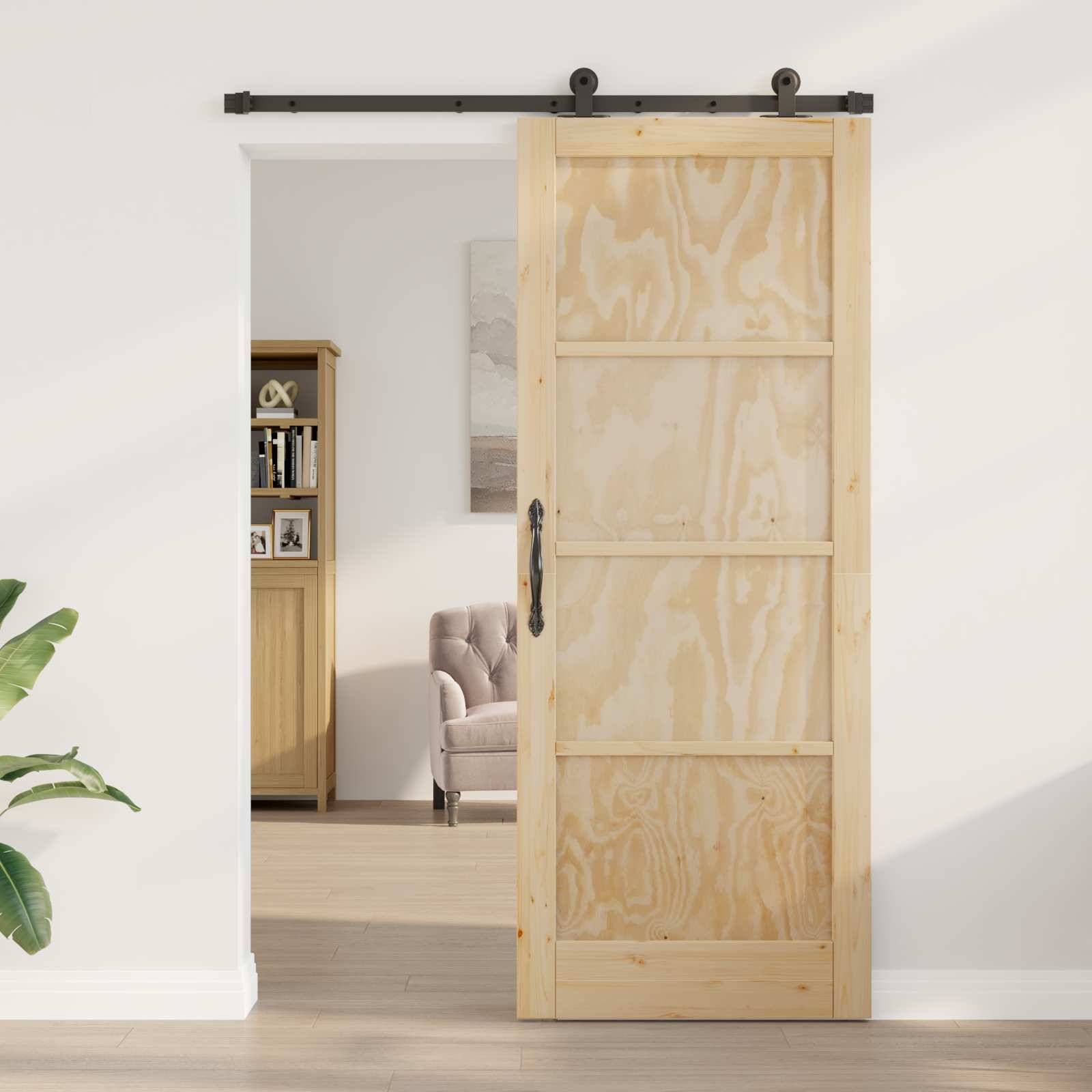 vidaXL Schiebetür ORKDAL Natur 83 x 211 cm Massives Kiefernholz