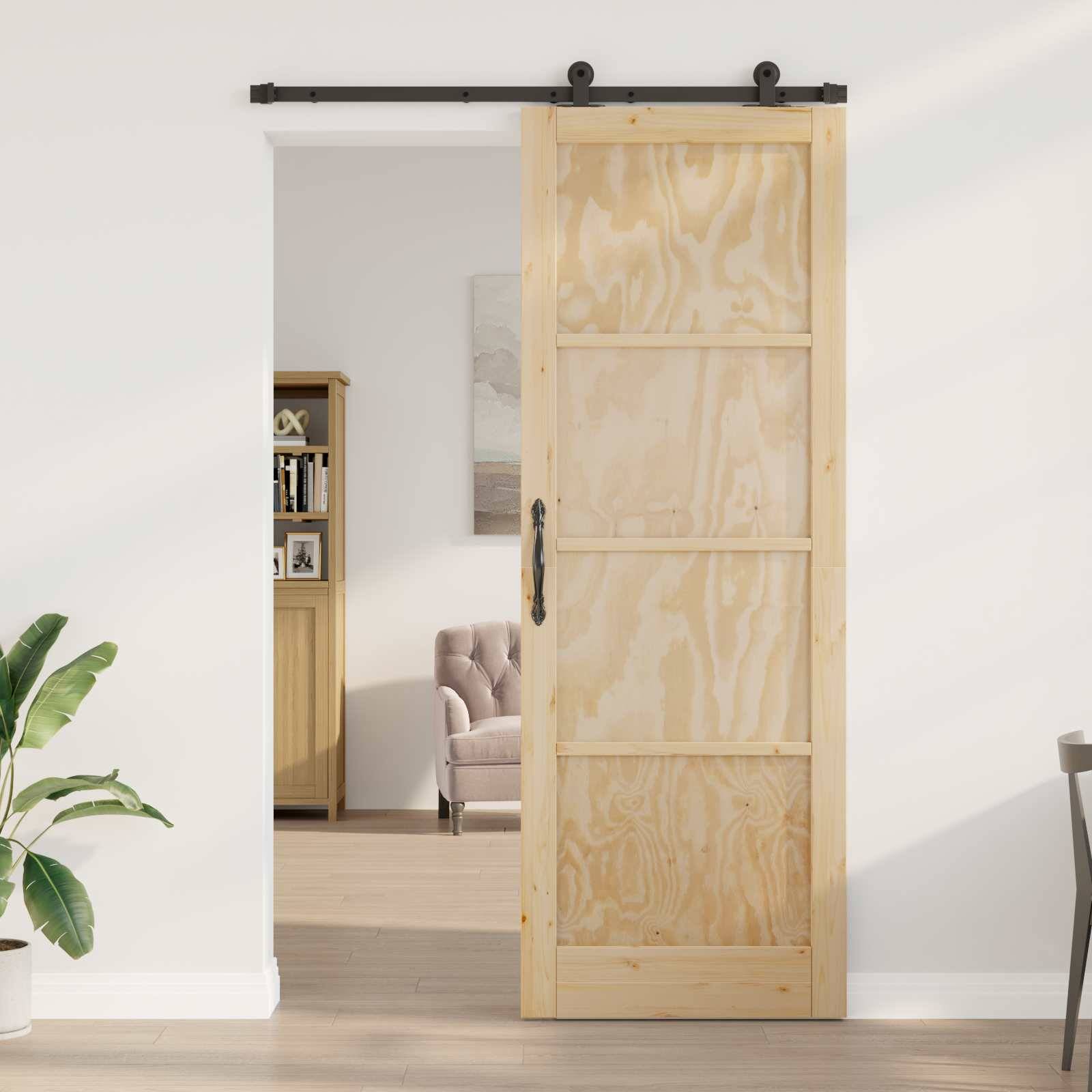 vidaXL Schiebetür ORKDAL Natur 83 x 232 cm Massives Kiefernholz