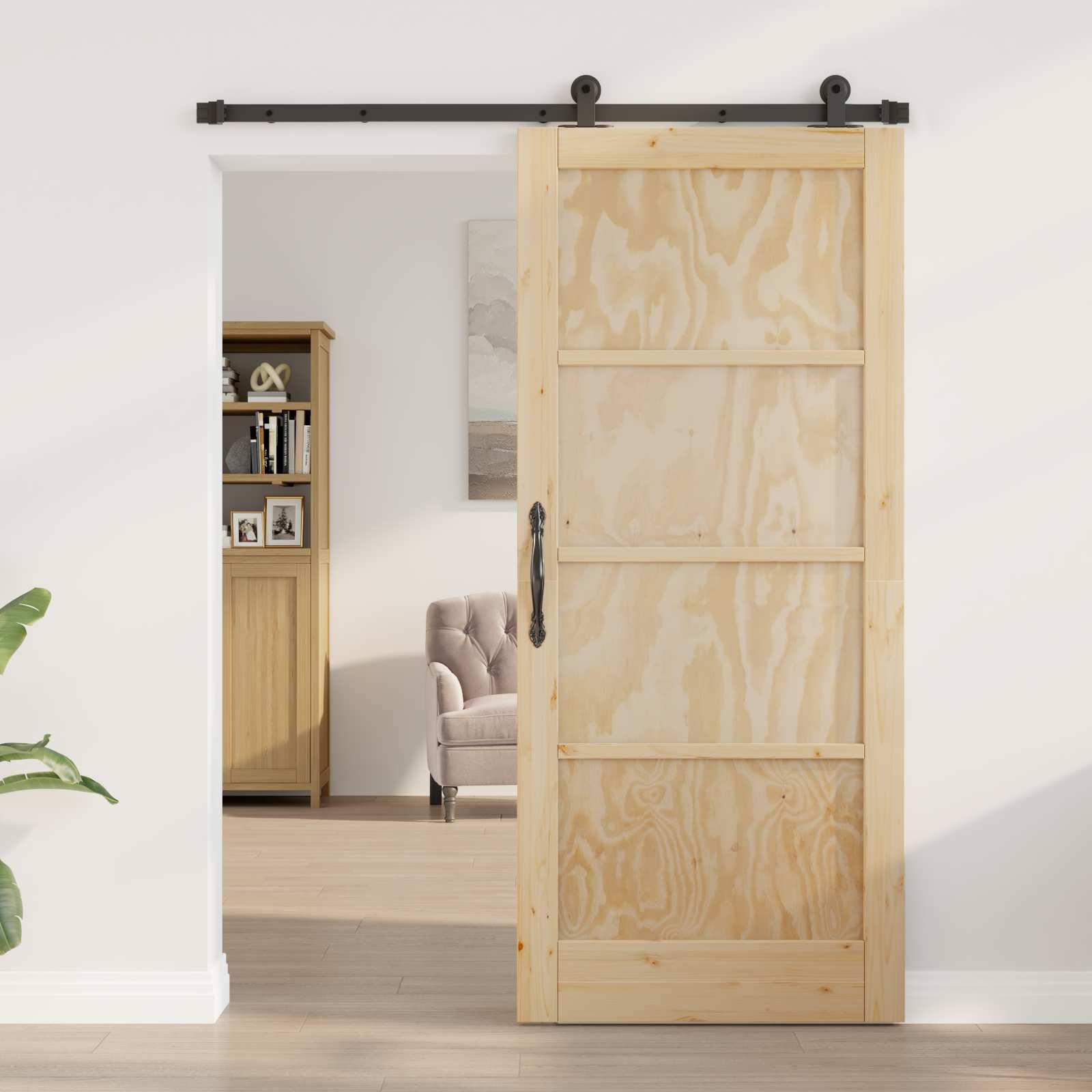 vidaXL Schiebetür ORKDAL Natur 86 x 198,5 cm Massives Kiefernholz
