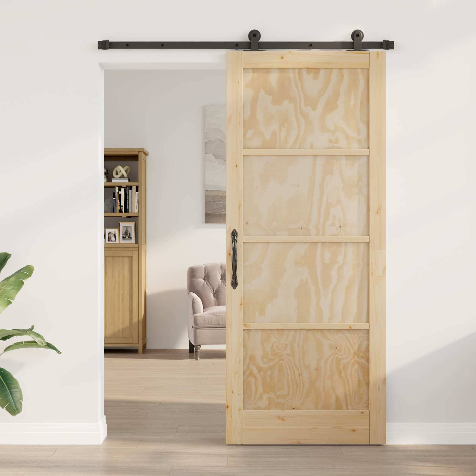 vidaXL Schiebetür ORKDAL Natur 86 x 211 cm Massives Kiefernholz