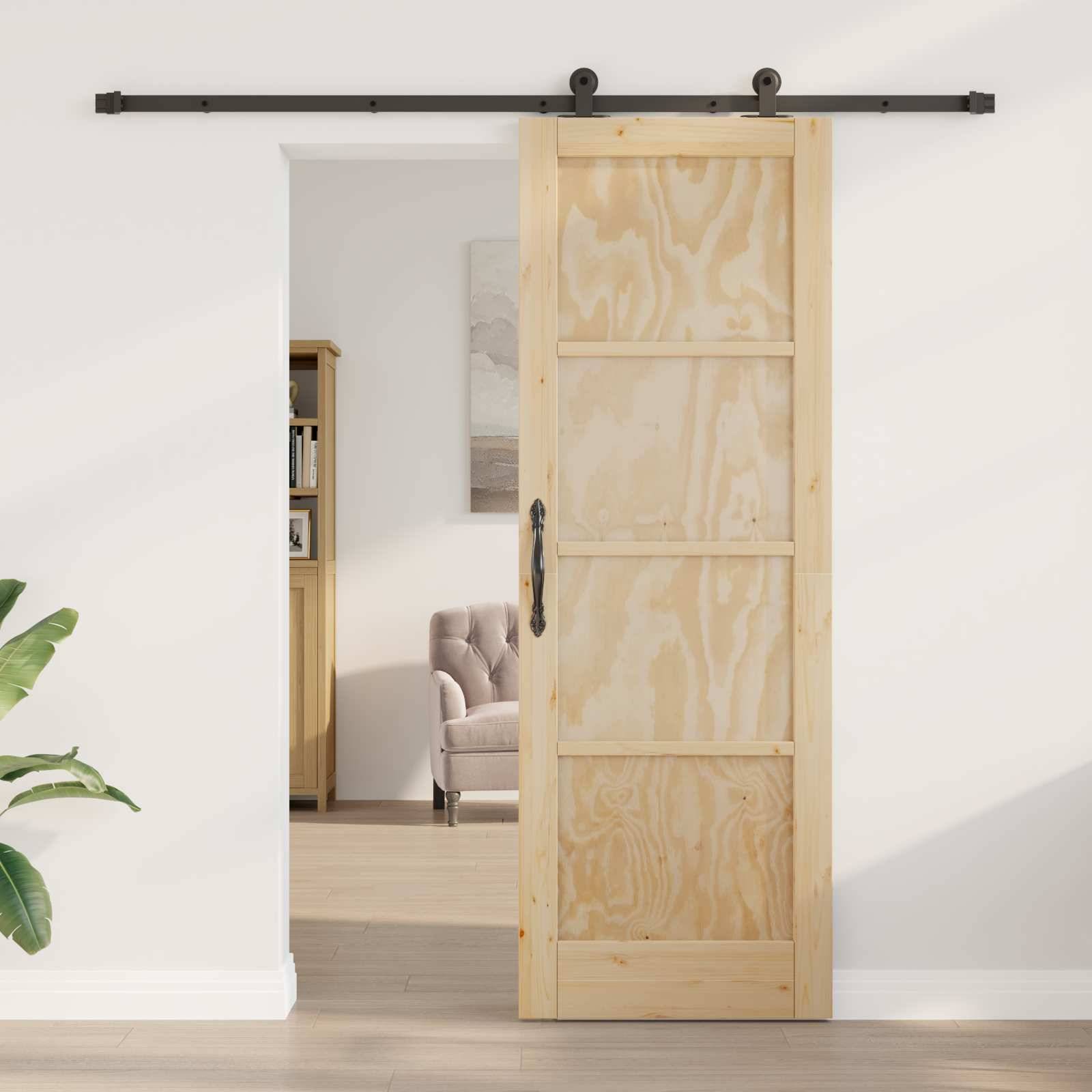 vidaXL Schiebetür ORKDAL Natur 73,5 x 211 cm Massives Kiefernholz