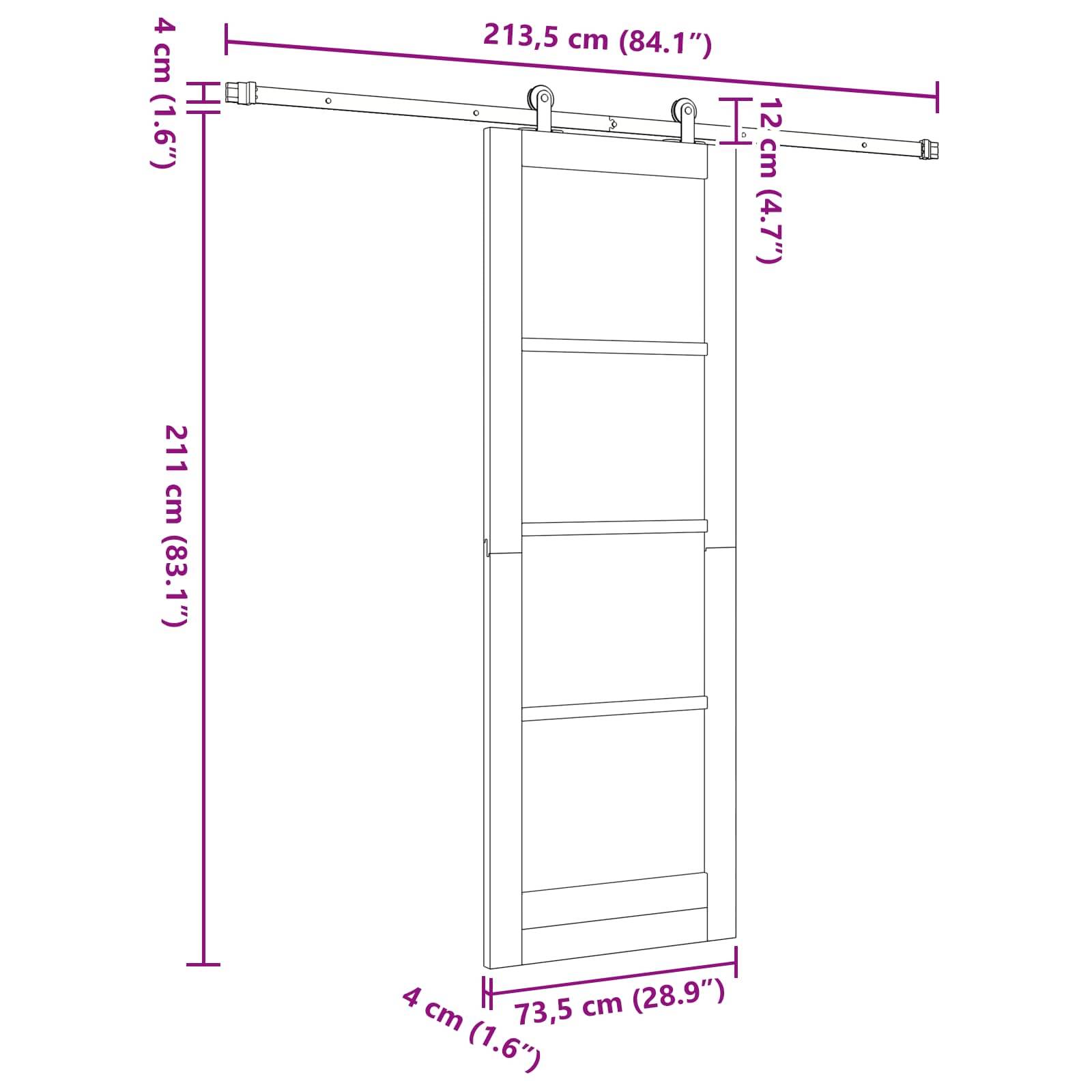 vidaXL Schiebetür ORKDAL Natur 73,5 x 211 cm Massives Kiefernholz