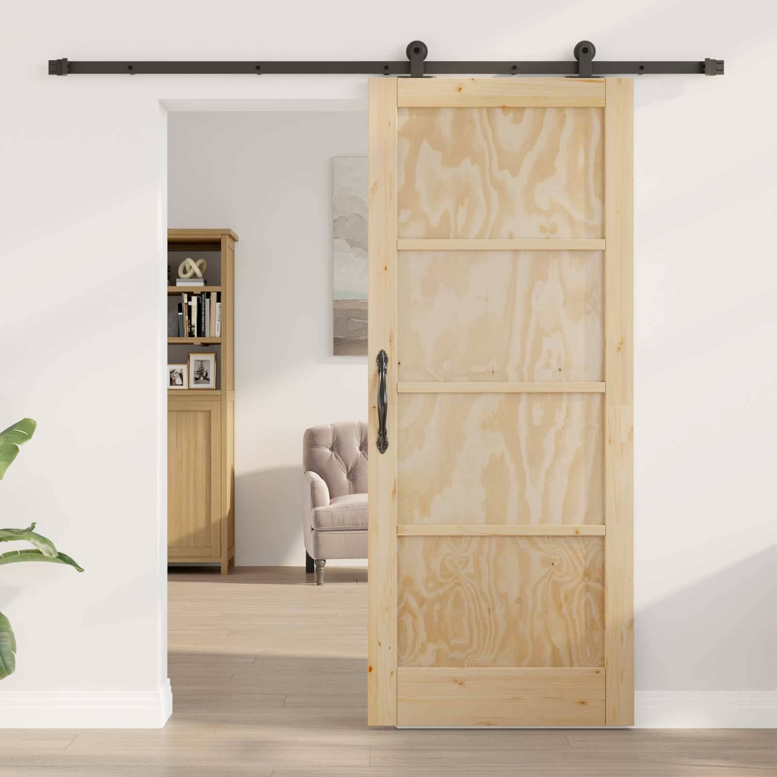 vidaXL Schiebetür ORKDAL Natur 83 x 202 cm Massives Kiefernholz